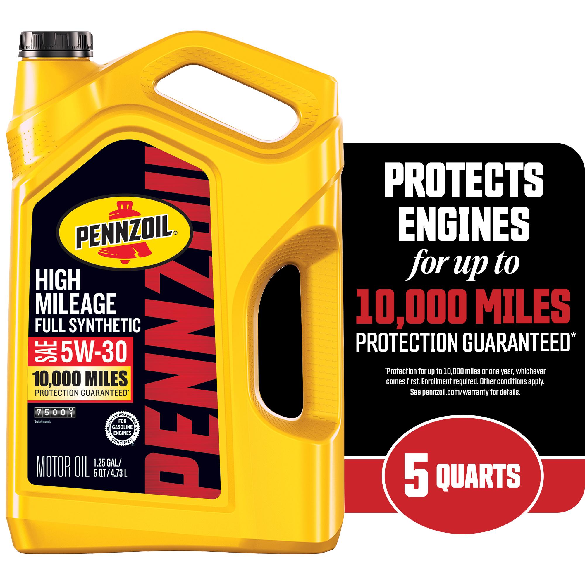 Pennzoil High Mileage Full Synthetic 5W-20 Motor Oil 5 Quart | AutoZone