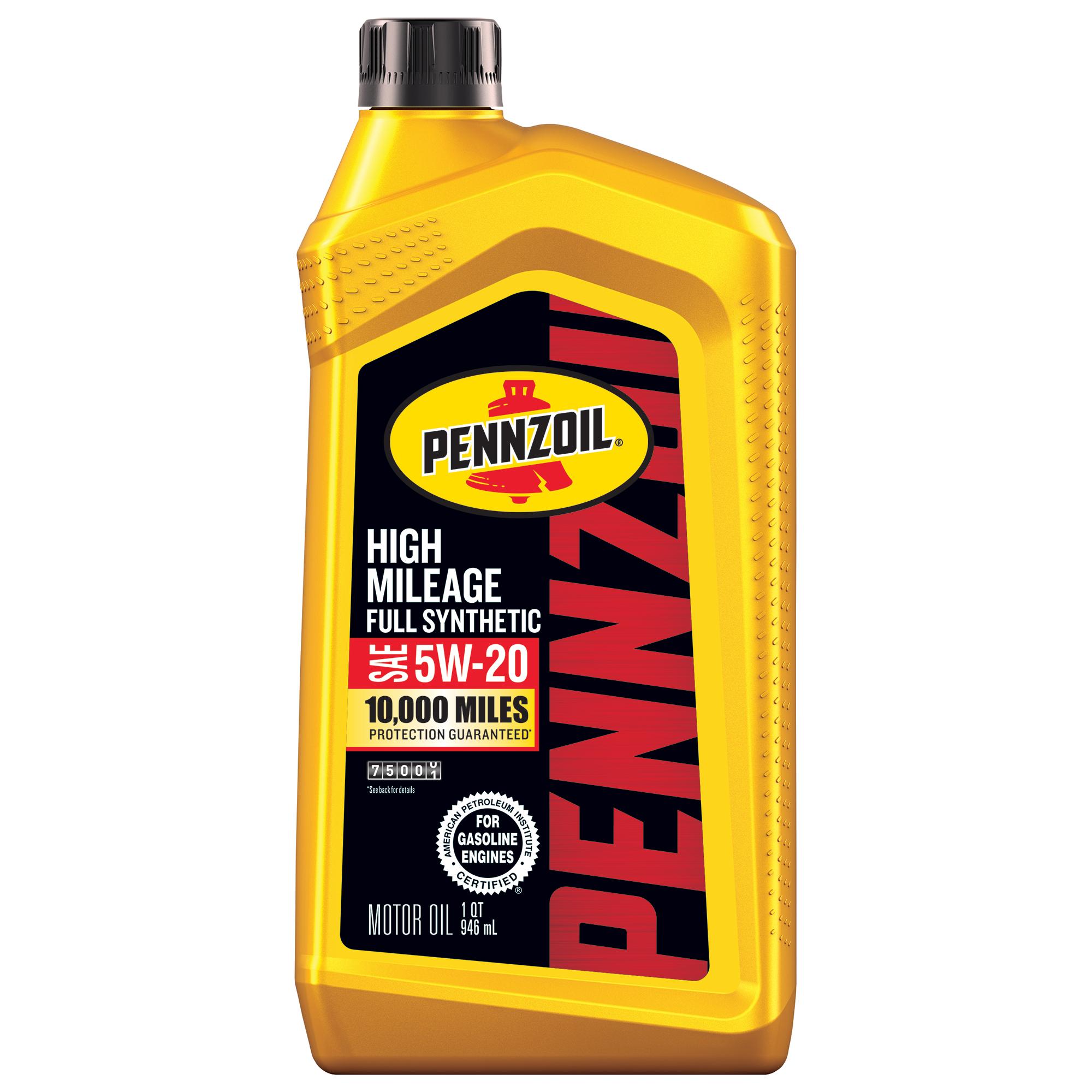 Pennzoil High Mileage Full Synthetic 5W-20 Motor Oil 1 Quart