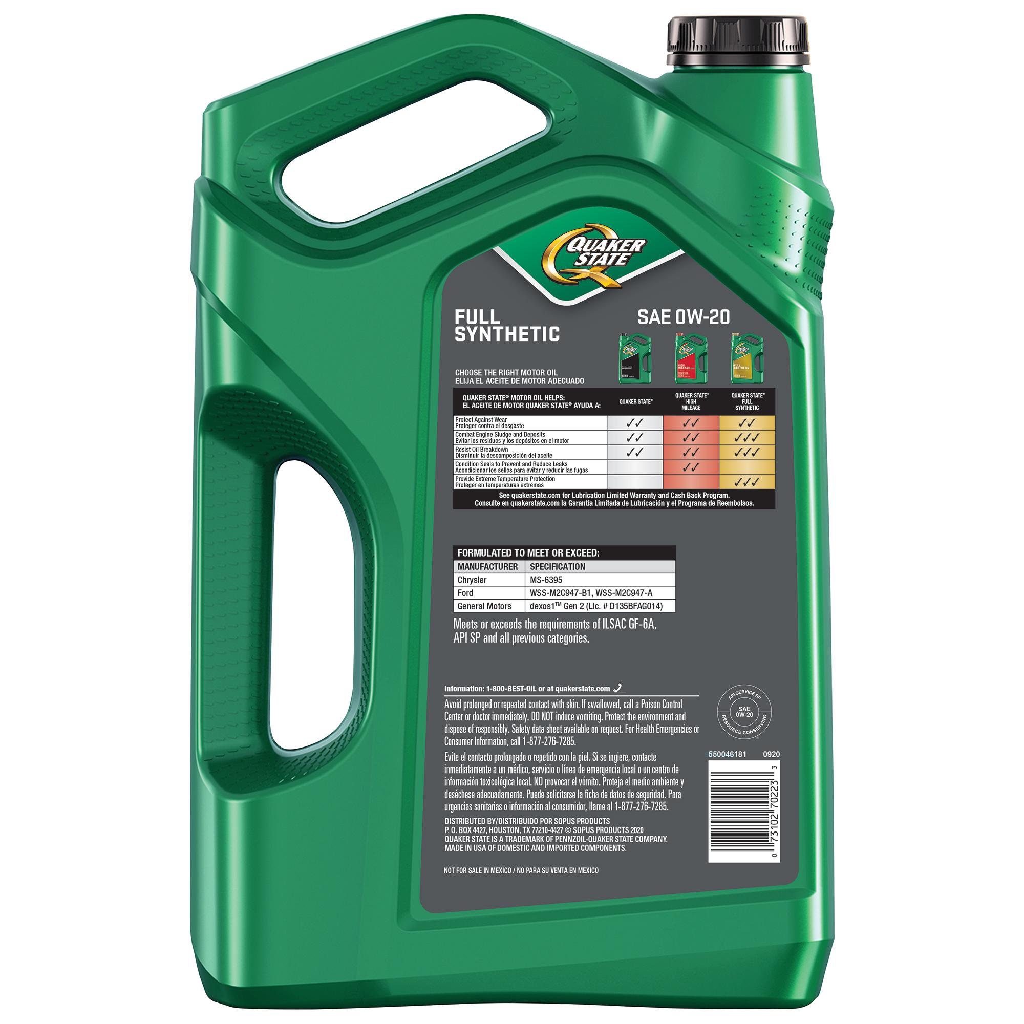 Quaker State Ultimate Durability Full Synthetic 0W-20 Motor Oil 5