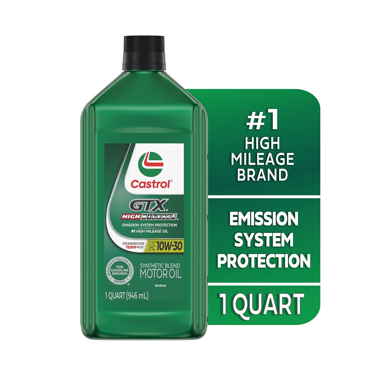 Castrol GTX High Mileage Synthetic Blend 10W-30 Motor Oil 1 Quart