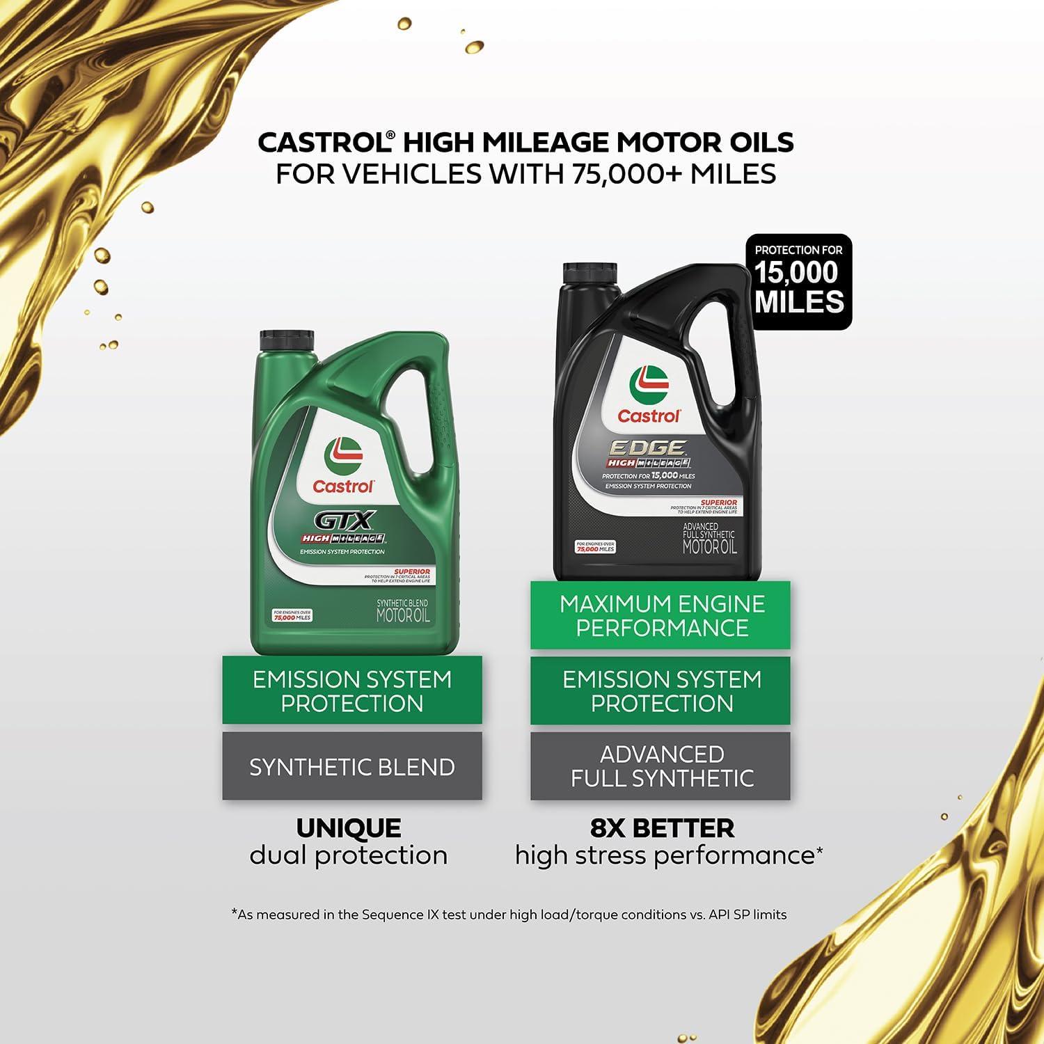 Castrol GTX High Mileage Synthetic Blend 10W-30 Motor Oil 1 Quart