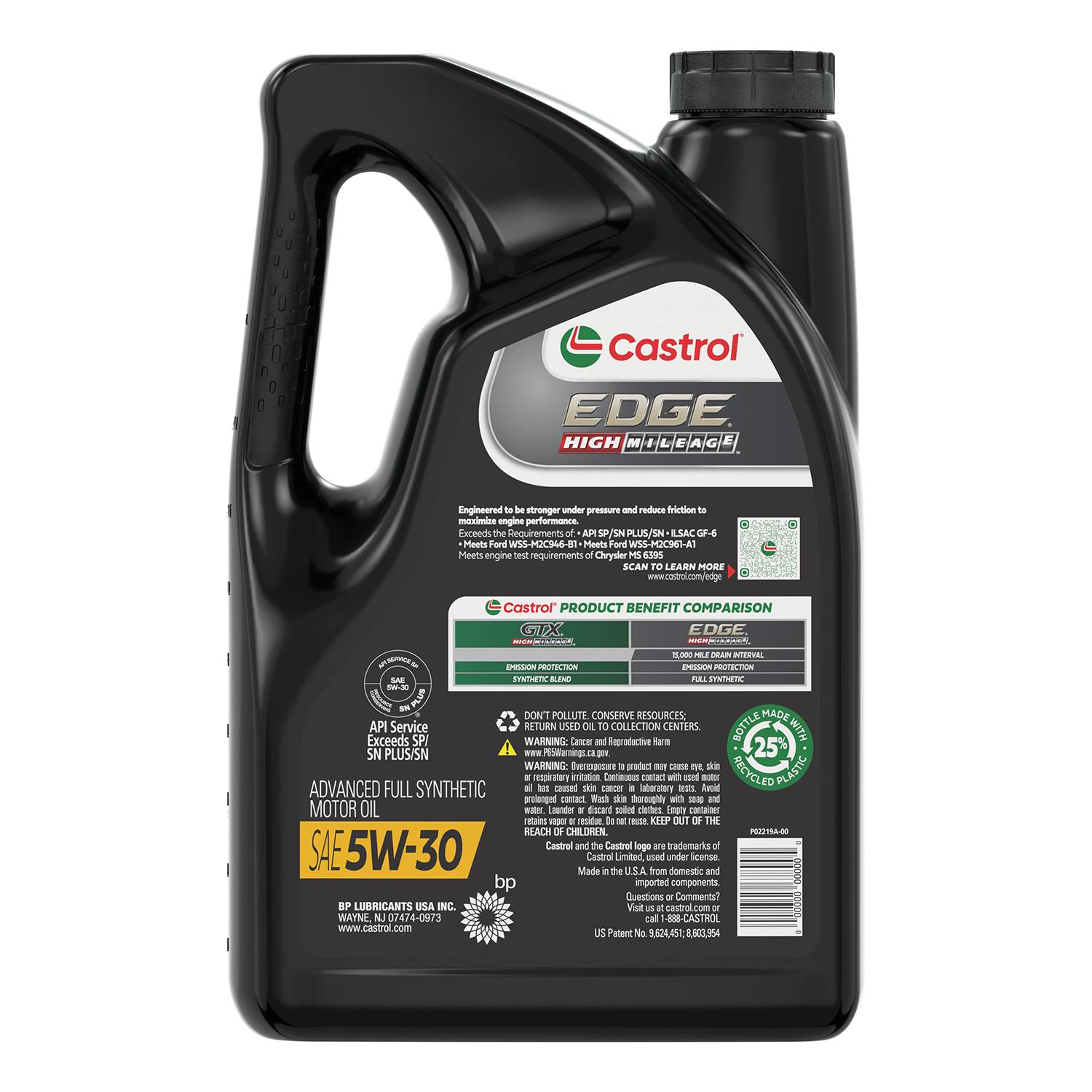 Castrol EDGE High Mileage Full Synthetic 5W-30 Engine Oil 5 Quart
