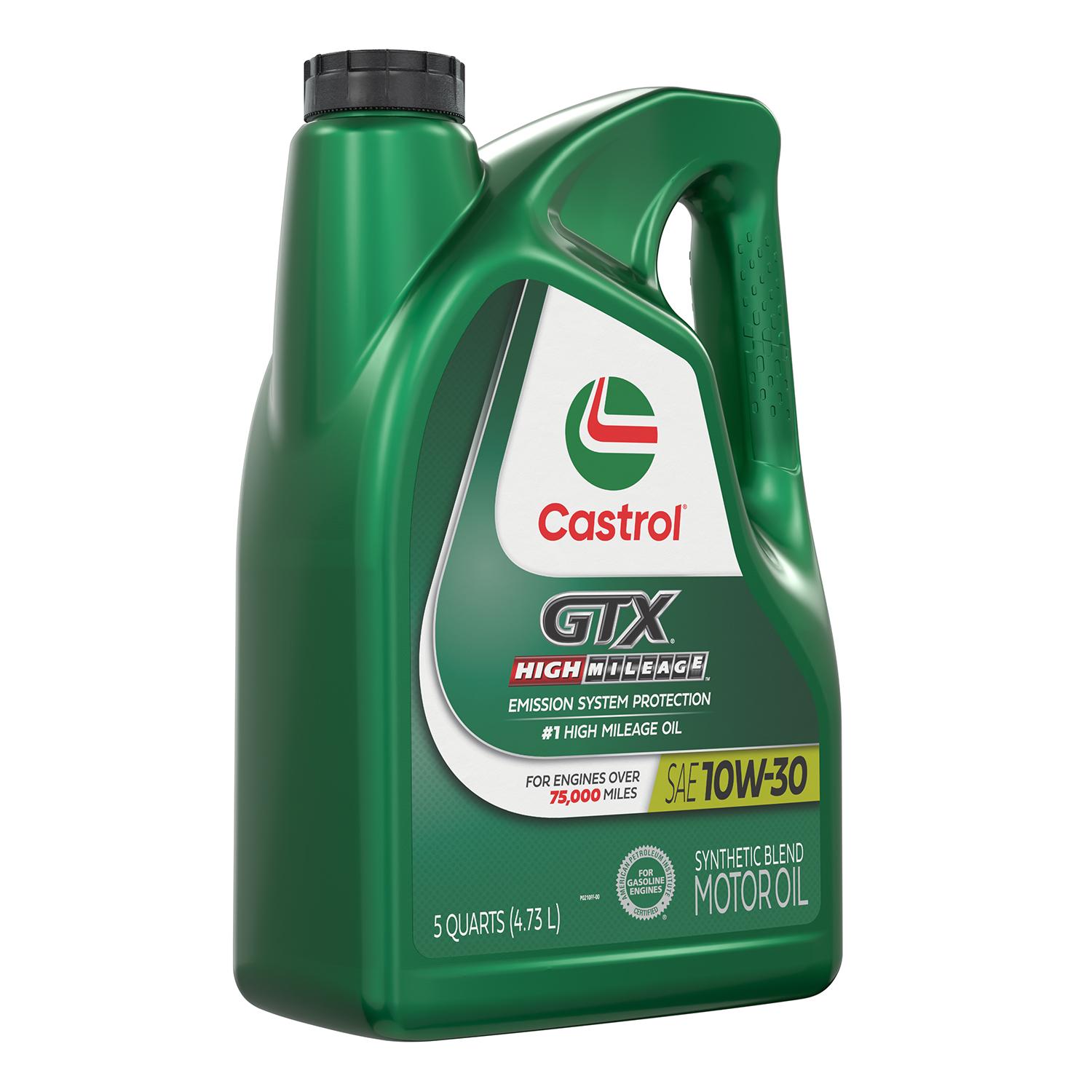 Castrol GTX High Mileage Synthetic Blend 10W-30 Motor Oil 5 Quart