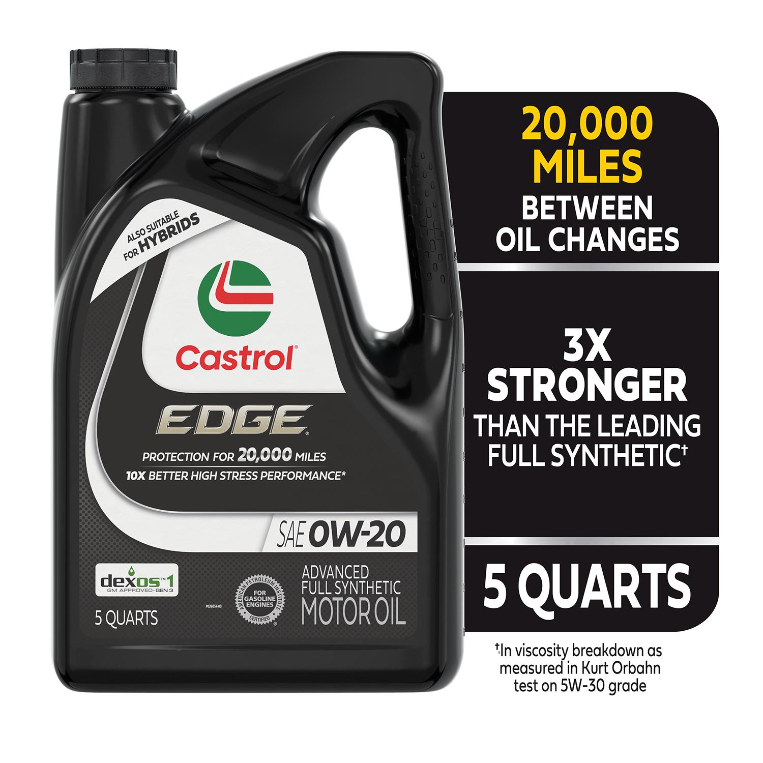Castrol EDGE Full Synthetic 0W-20 Motor Oil 5 Quart | AutoZone