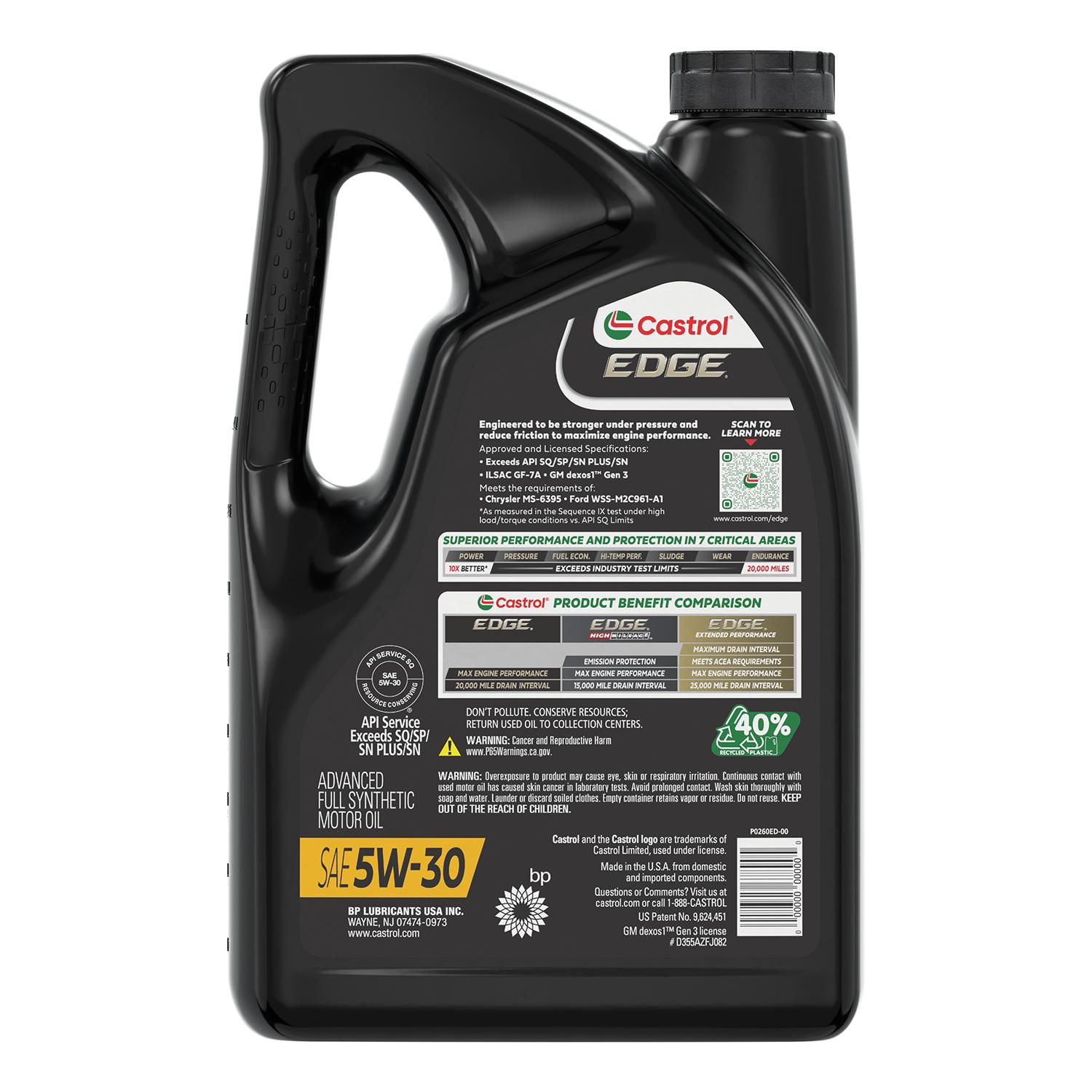 Castrol EDGE Full Synthetic 5W-30 Motor Oil 5 Quart | AutoZone