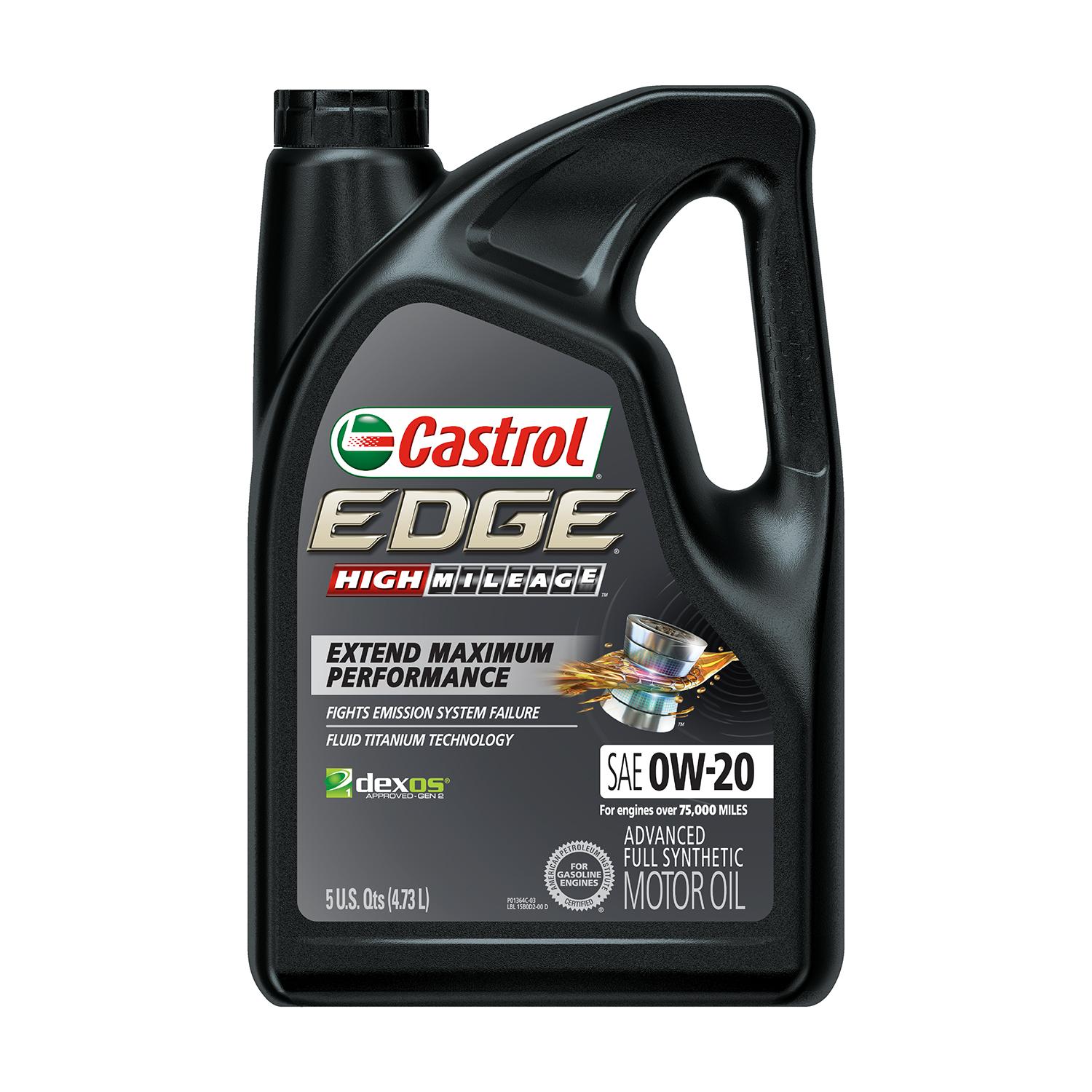 Castrol EDGE High Mileage Full Synthetic 0W-20 Motor Oil 5 Quart