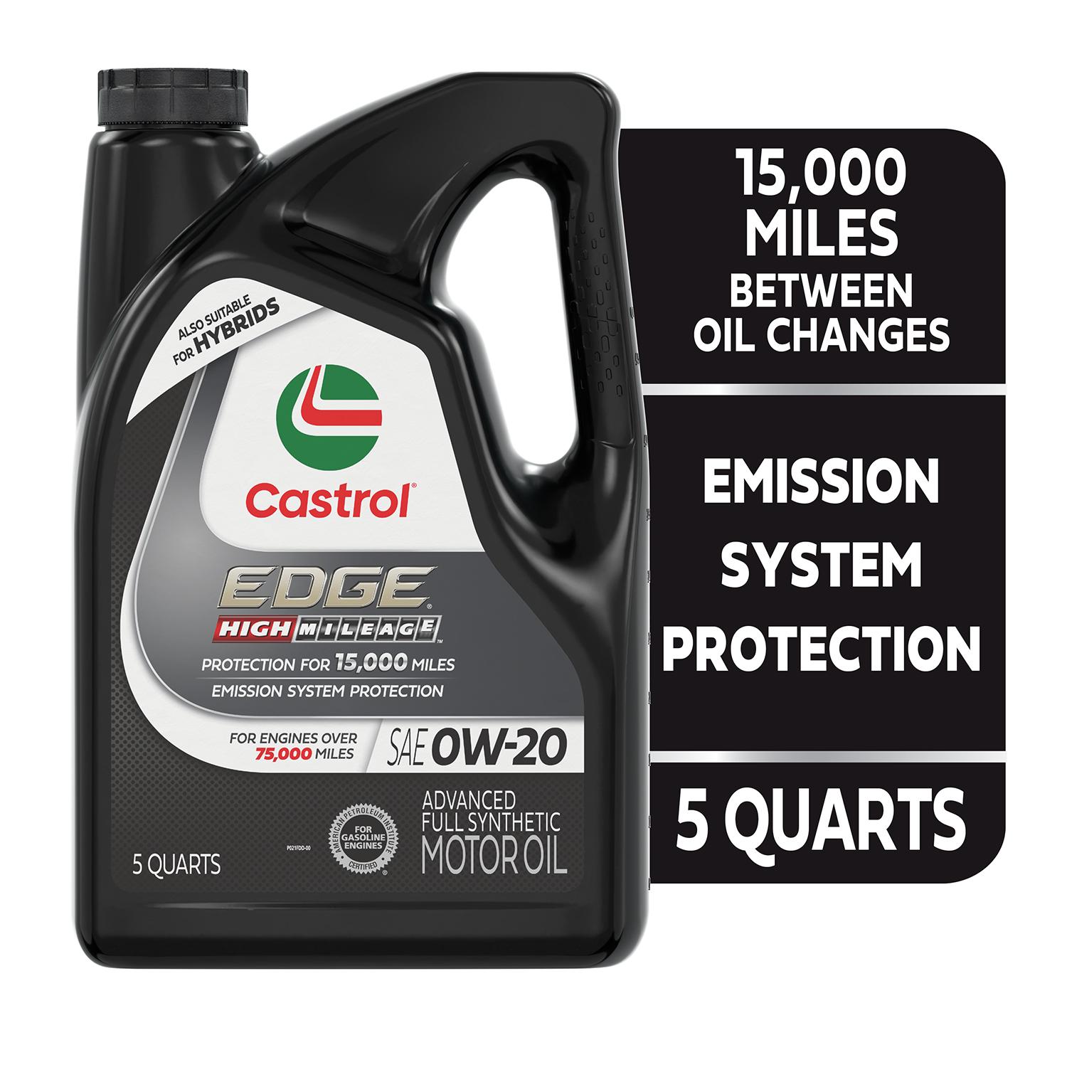 Castrol EDGE High Mileage Full Synthetic 0W-20 Motor Oil 5 Quart
