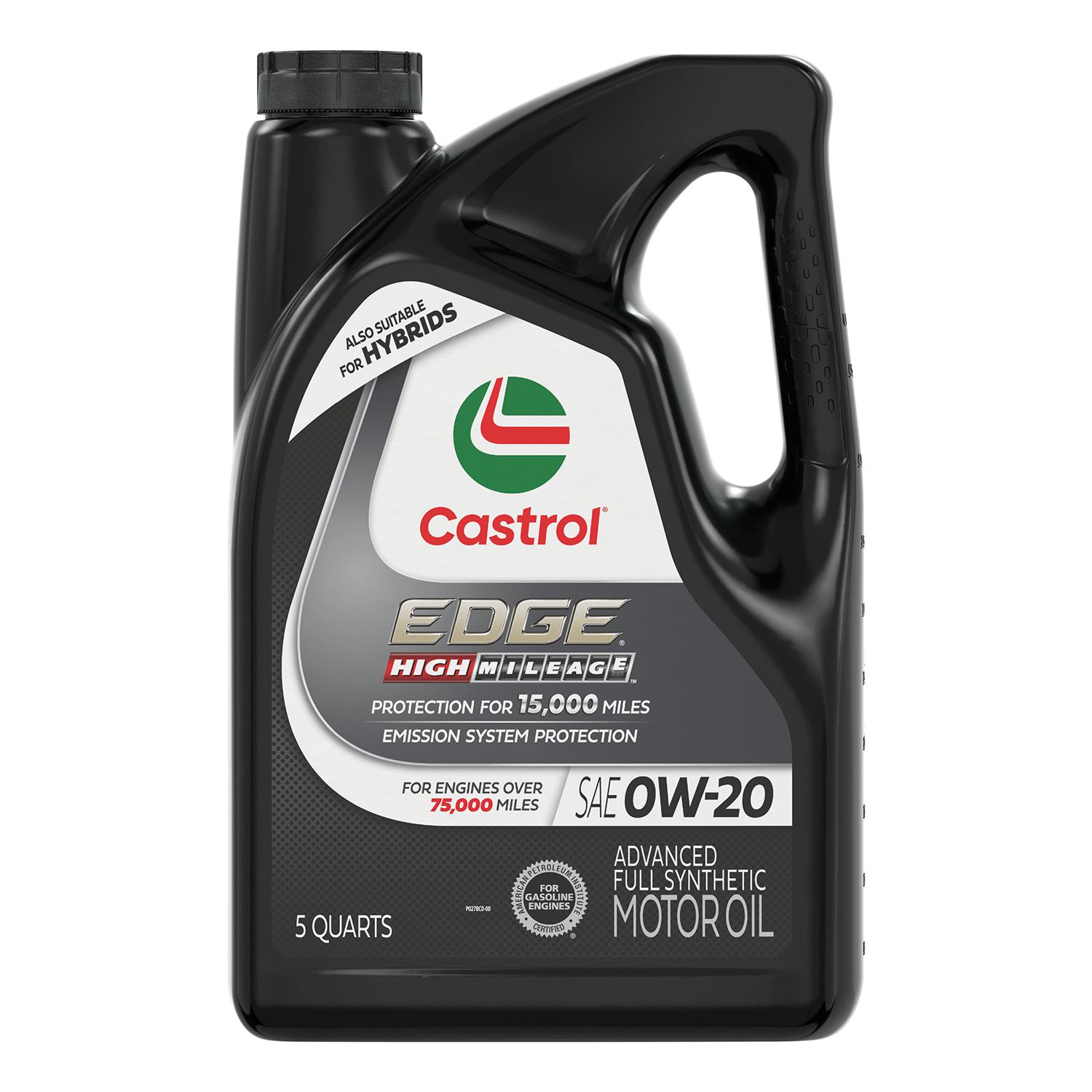 Castrol EDGE High Mileage Full Synthetic 0W-20 Motor Oil 5 Quart