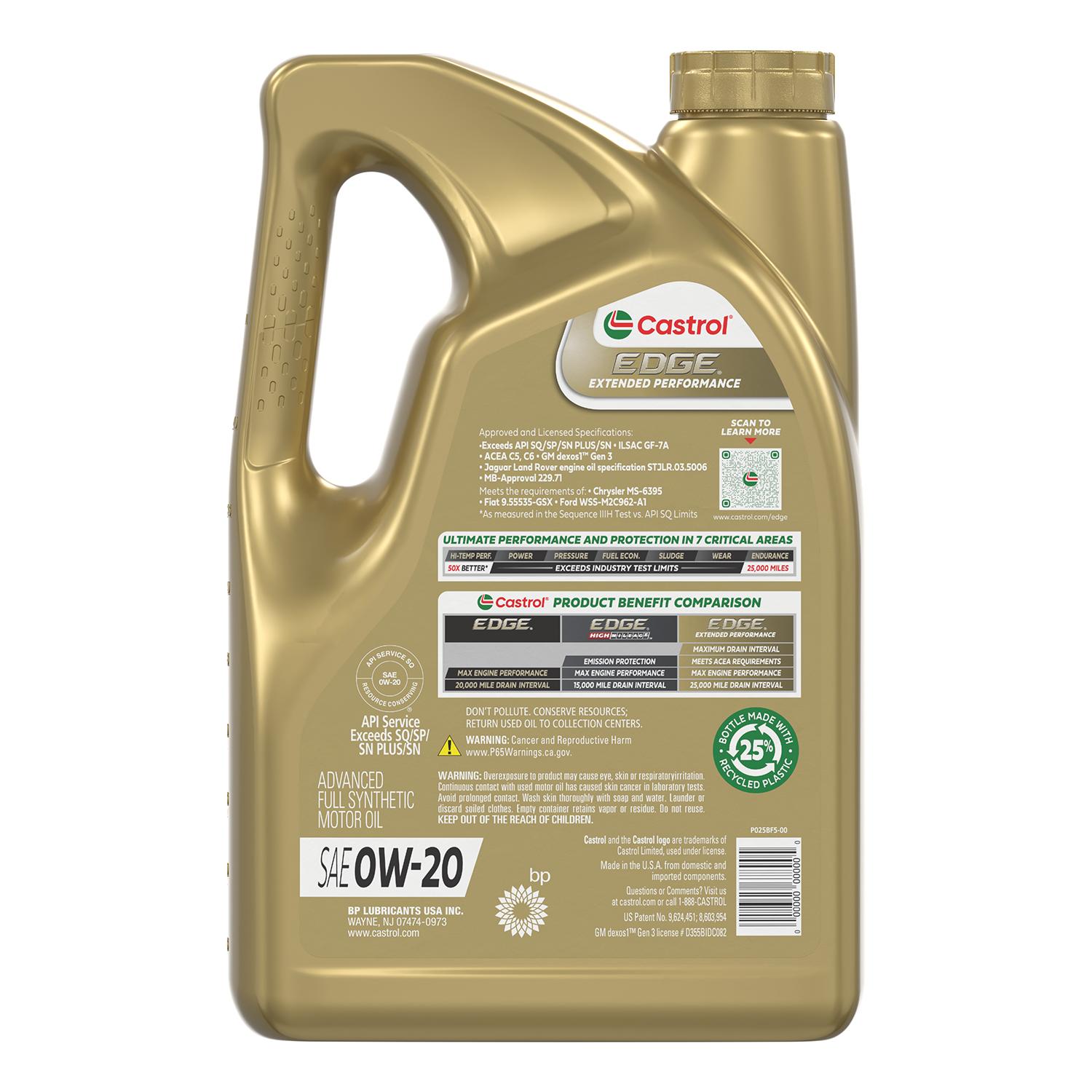 Castrol EDGE Extended Performance Full Synthetic 0W-20 Motor Oil 5