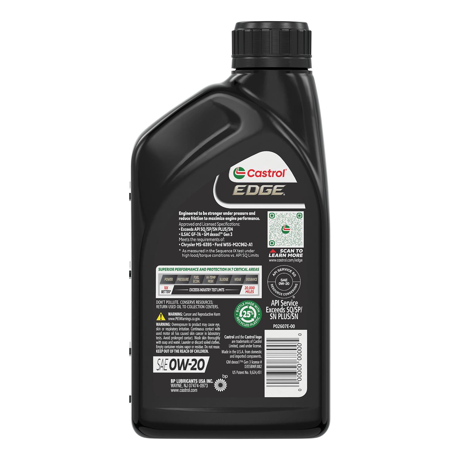 Castrol EDGE Full Synthetic 0W-20 Motor Oil 1 Quart | AutoZone