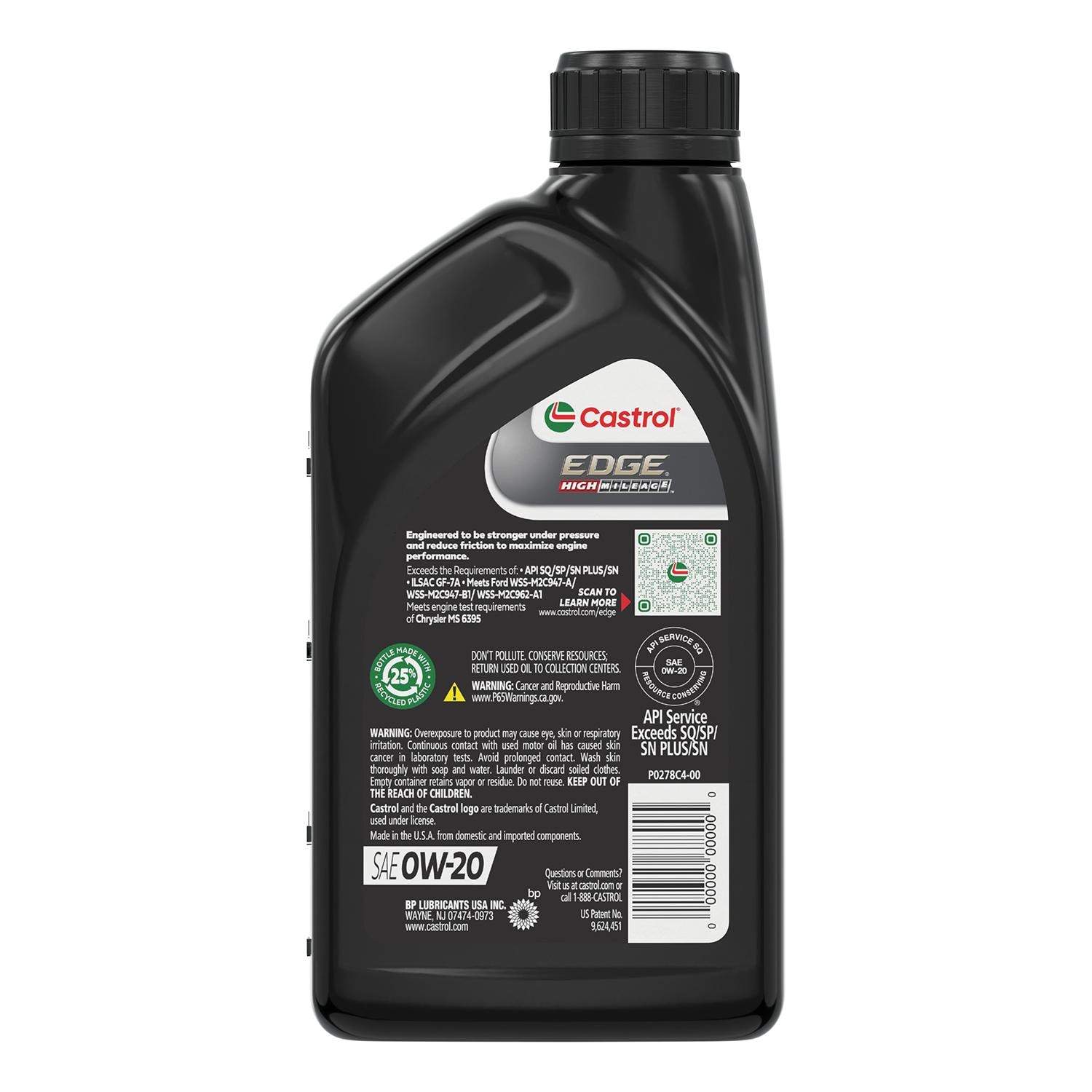 Castrol EDGE High Mileage Full Synthetic 0W-20 Engine Oil Quart