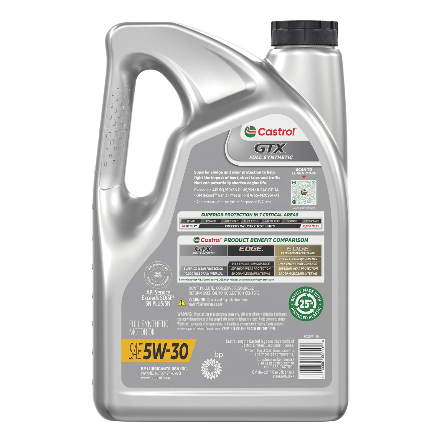 Castrol GTX Full Synthetic 5W-30 Motor Oil 5 Quart 15E6DE | AutoZone
