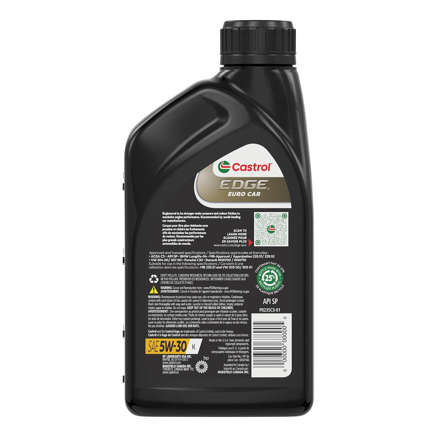 Castrol EDGE Euro Car Full Synthetic 5W-30 Motor Oil 1 Quart