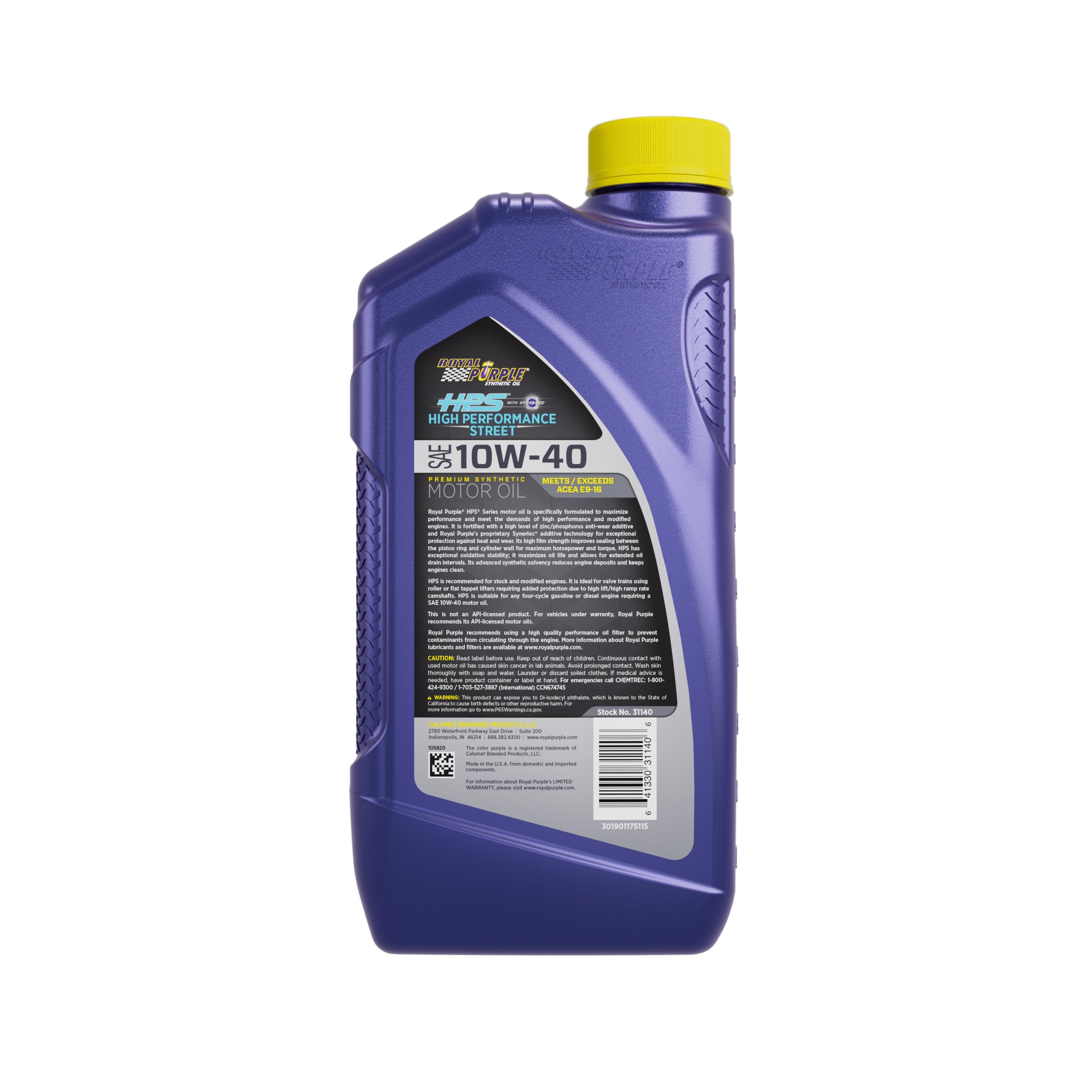 Royal Purple HPS Full Synthetic 10W-40 Motor Oil 1 Quart | AutoZone