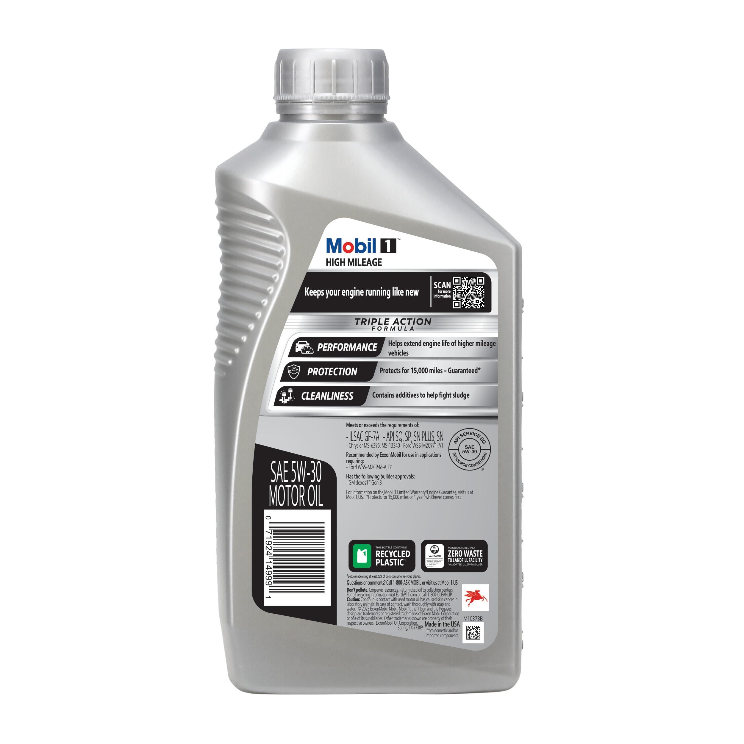 Mobil 1 High Mileage Full Synthetic 5W-30 Motor Oil 1 Quart | AutoZone