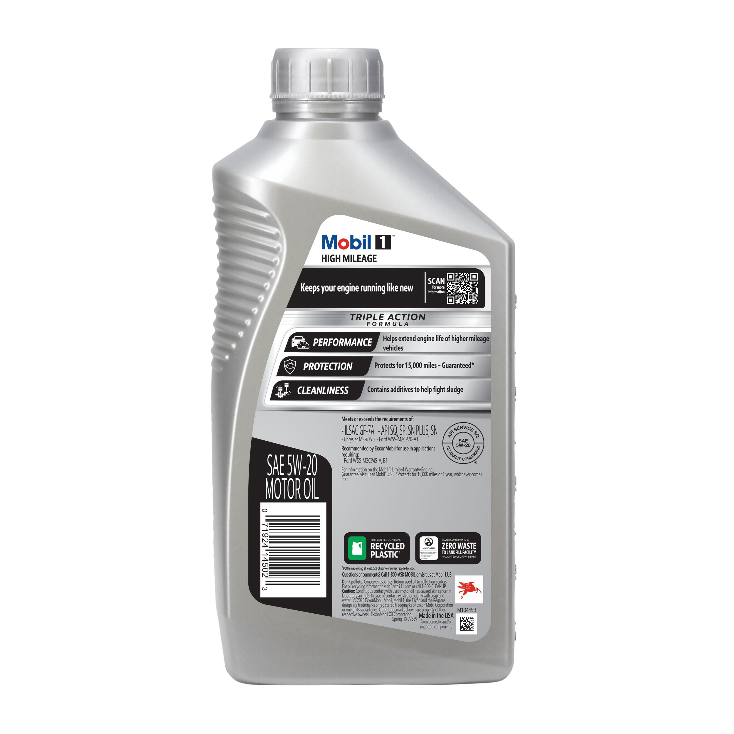 Mobil 1 High Mileage Full Synthetic 5W-20 Motor Oil 1 Quart | AutoZone