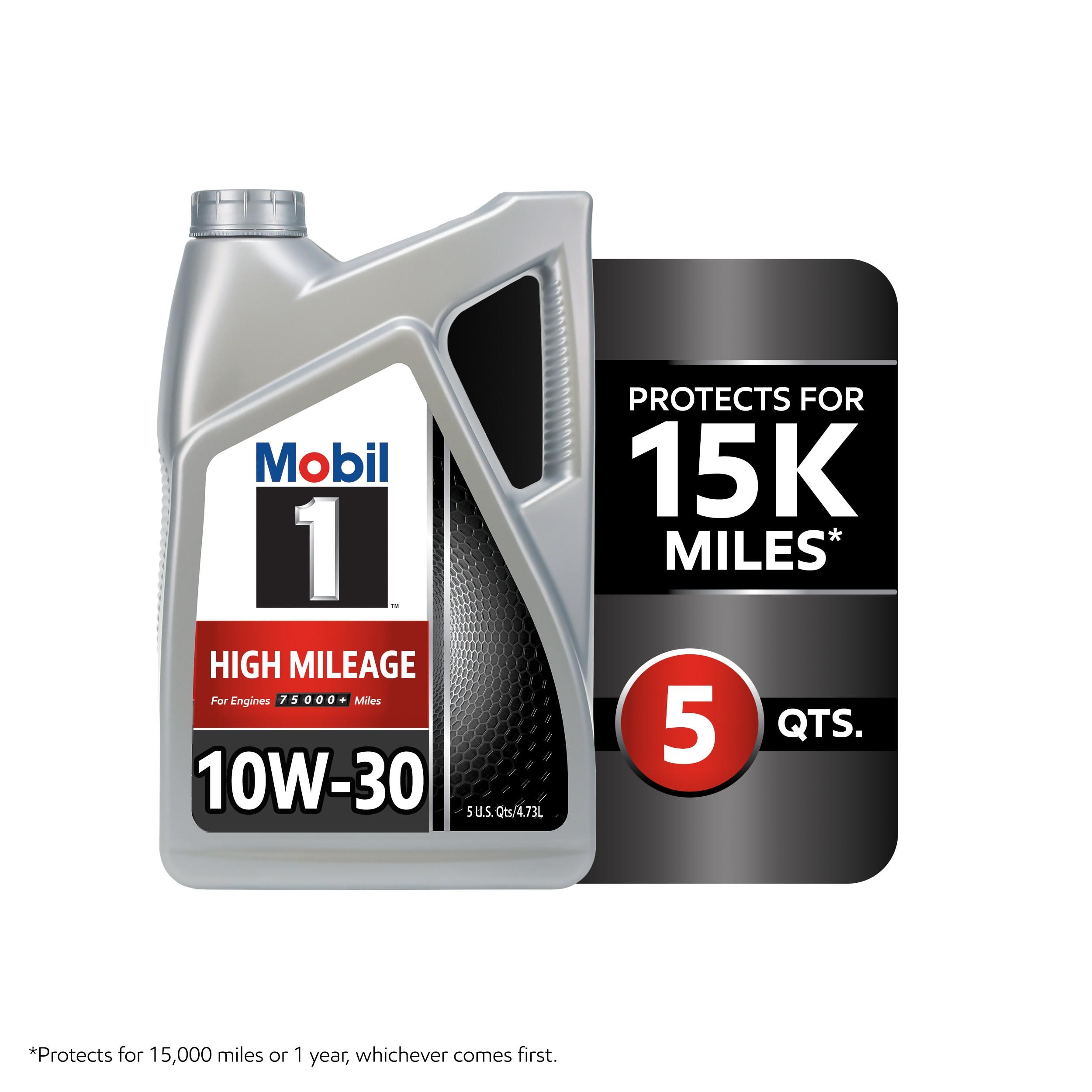 Mobil 1 High Mileage Full Synthetic 10W-30 Motor Oil 5 Quart