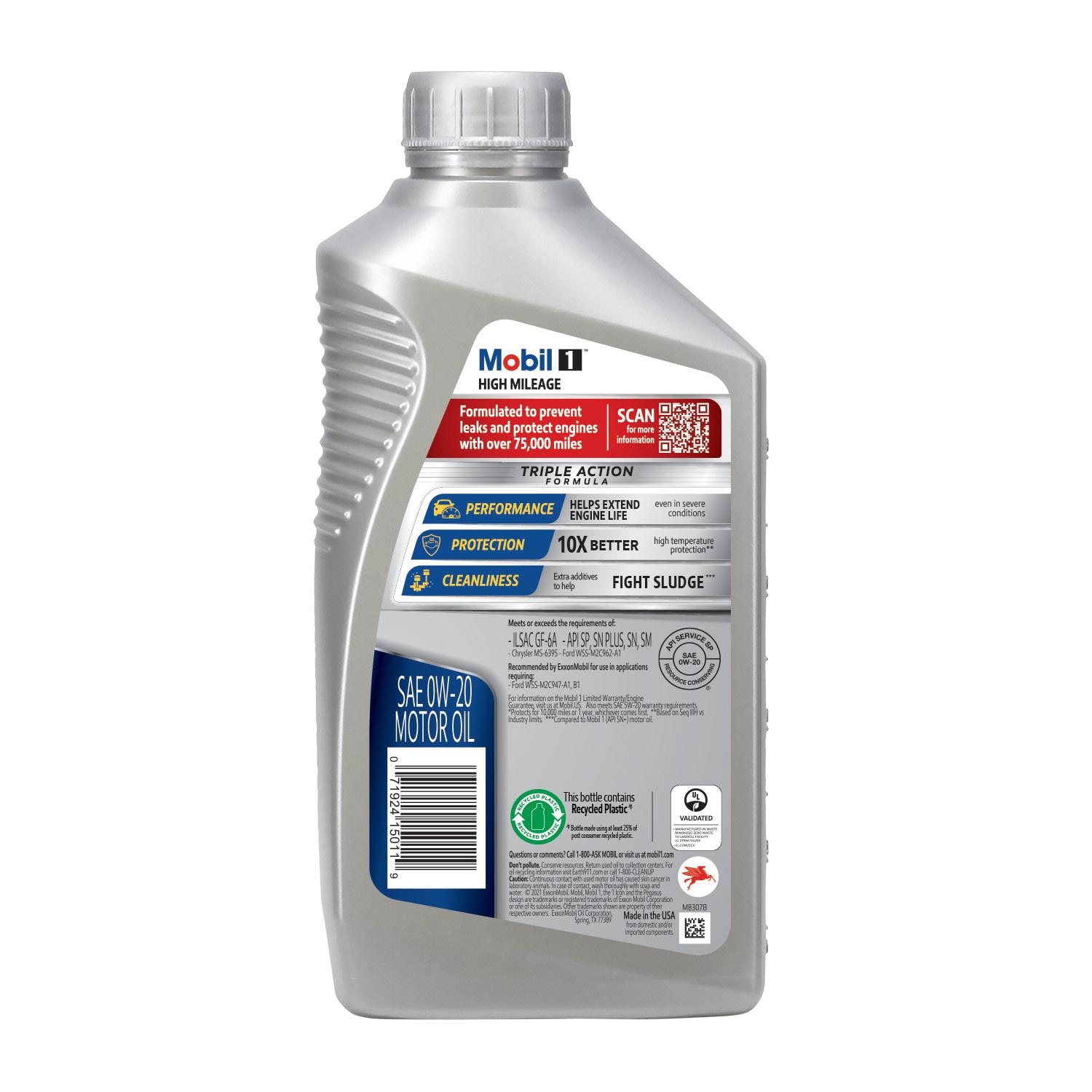 Mobil 1 High Mileage Full Synthetic 0W-20 Motor Oil 1 Quart | AutoZone