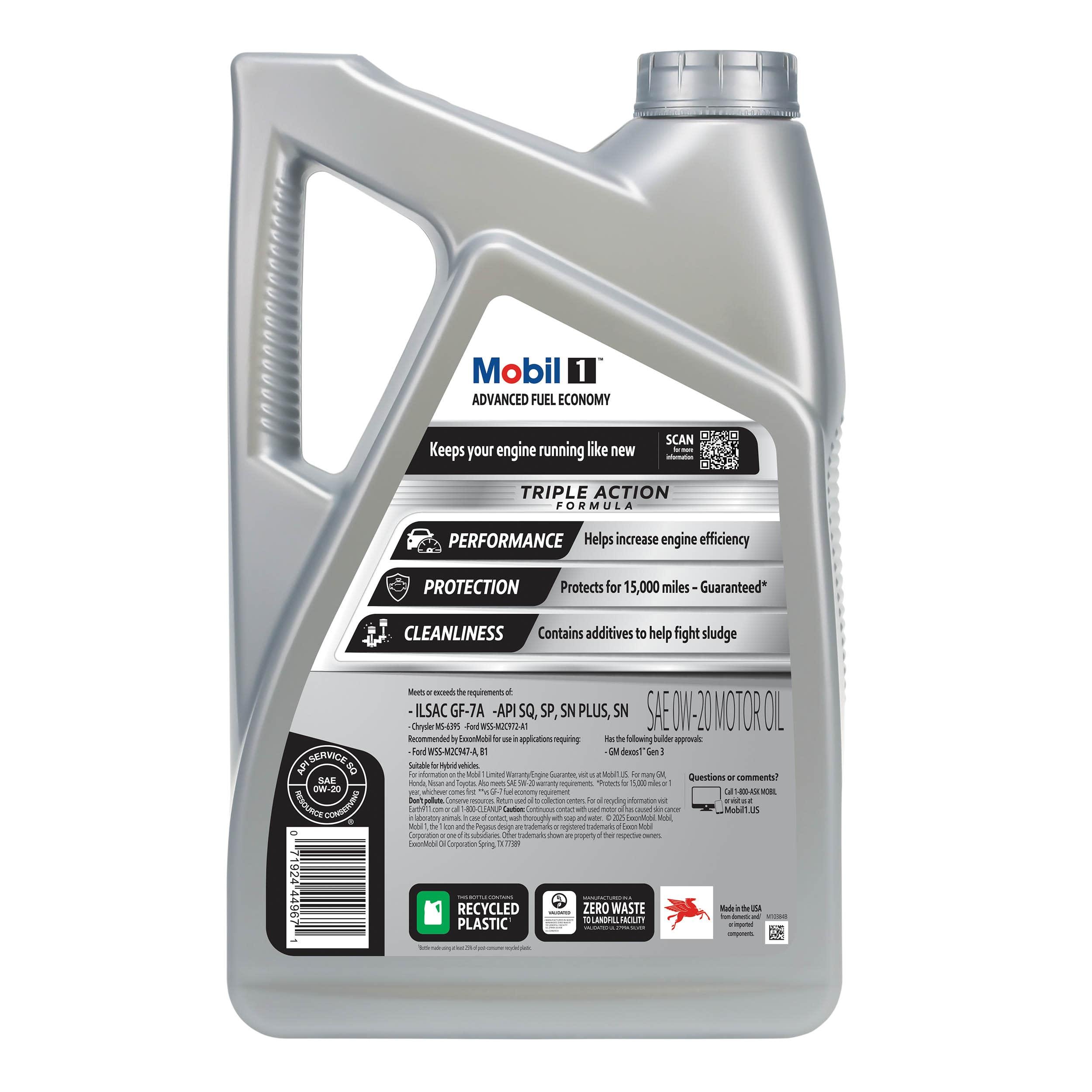 Mobil 1 Advanced Fuel Economy Standard Full Synthetic 0W-20 Engine