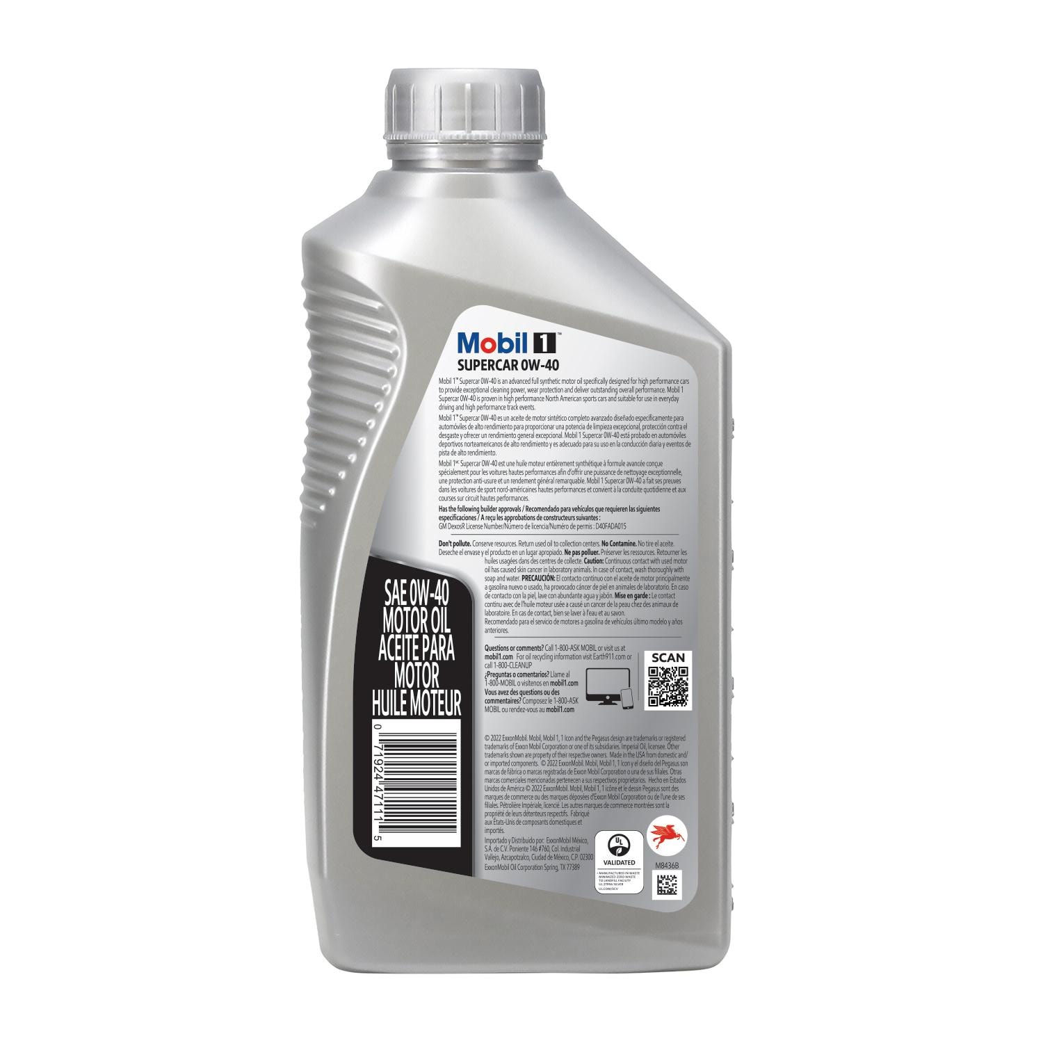 Mobil 1 Supercar Advanced Full Synthetic 0W-40 Motor Oil 1 Quart Mobil 1 Supercar Advanced Full Synthetic 0W-40 Motor Oil 1 Quart