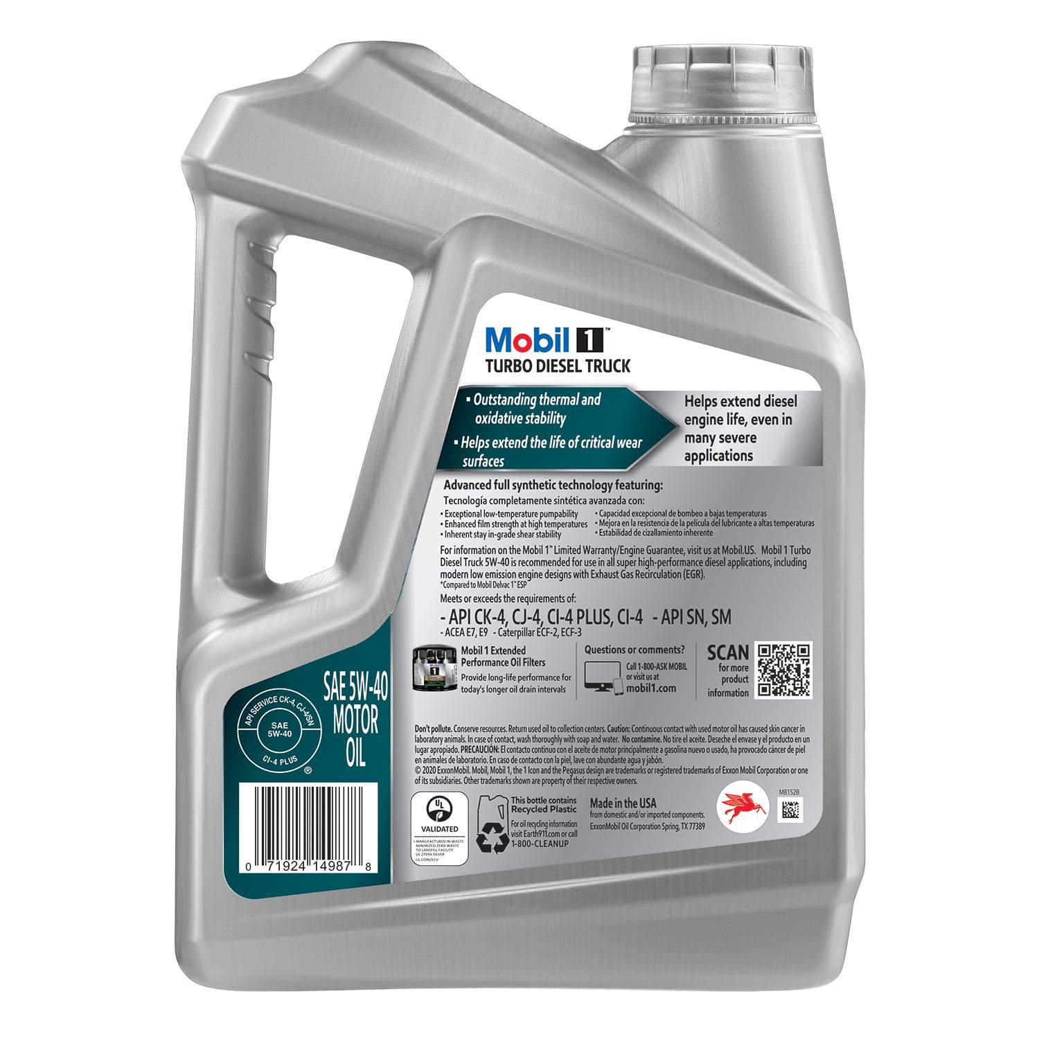 Mobil 1 Turbo Diesel Truck Engine Full Synthetic 5W-40 Motor Oil 1 Gallon