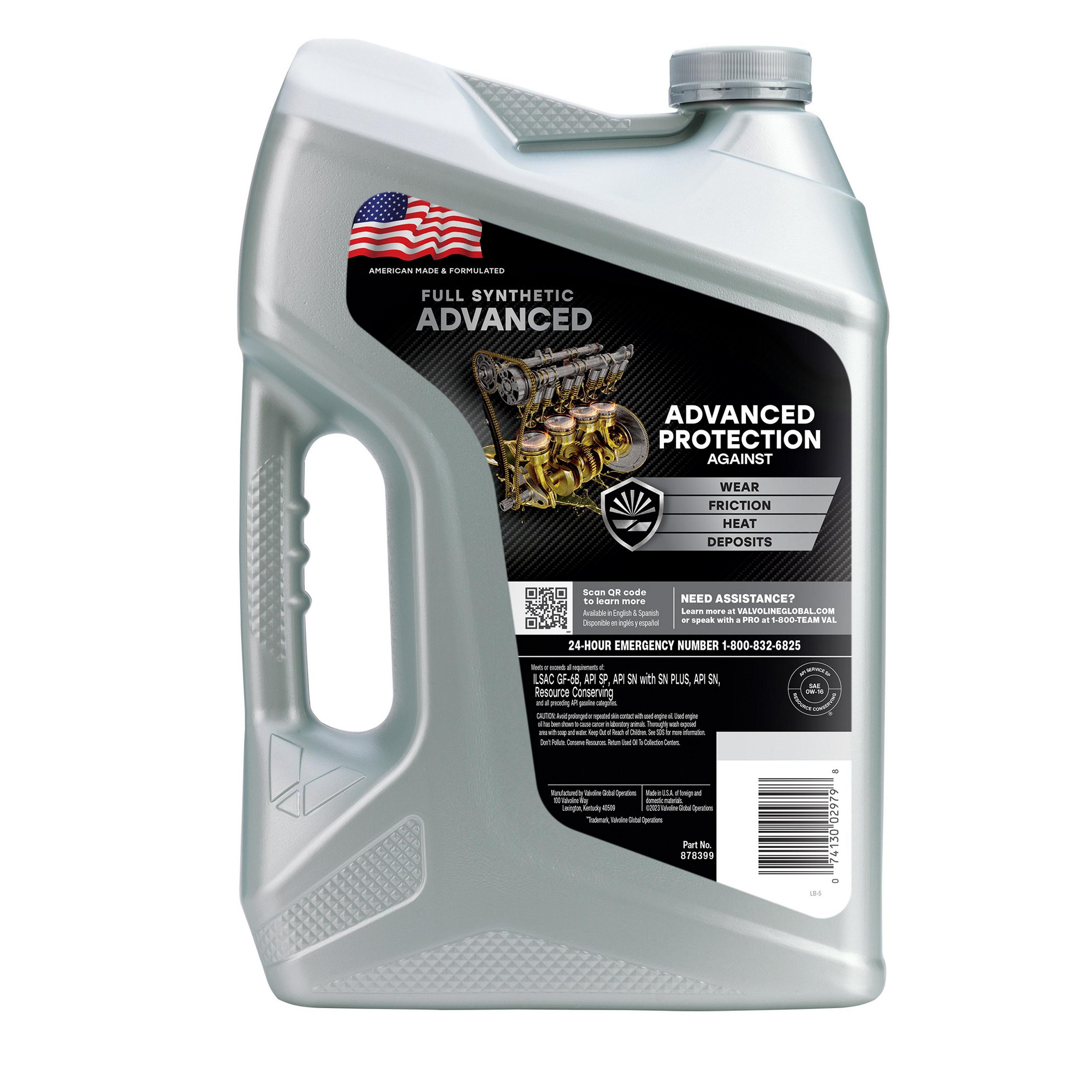 Valvoline Advanced Protection Full Synthetic 0W-16 Motor Oil 5