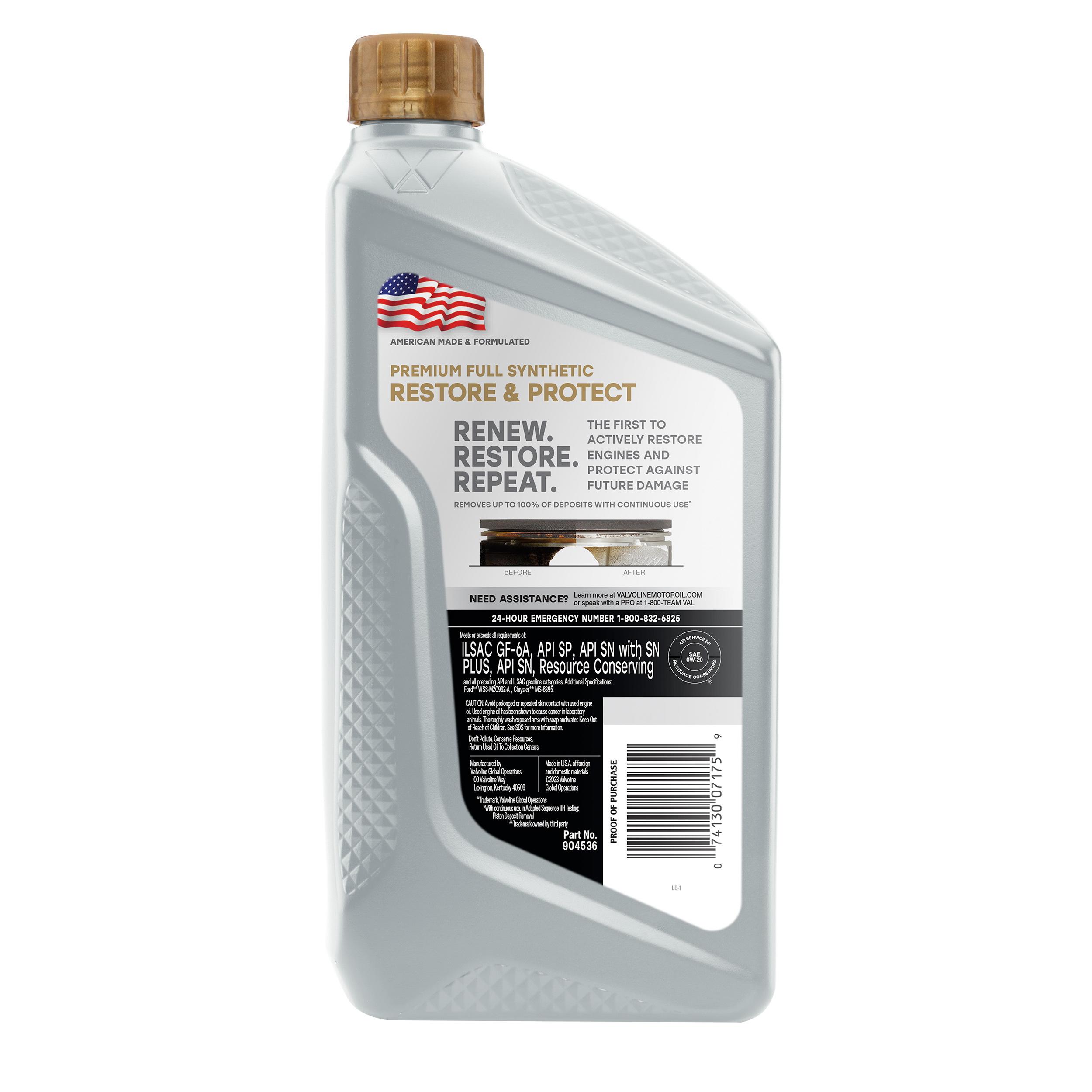 Valvoline Restore and Protect Full Synthetic 0W-20 Motor Oil 1