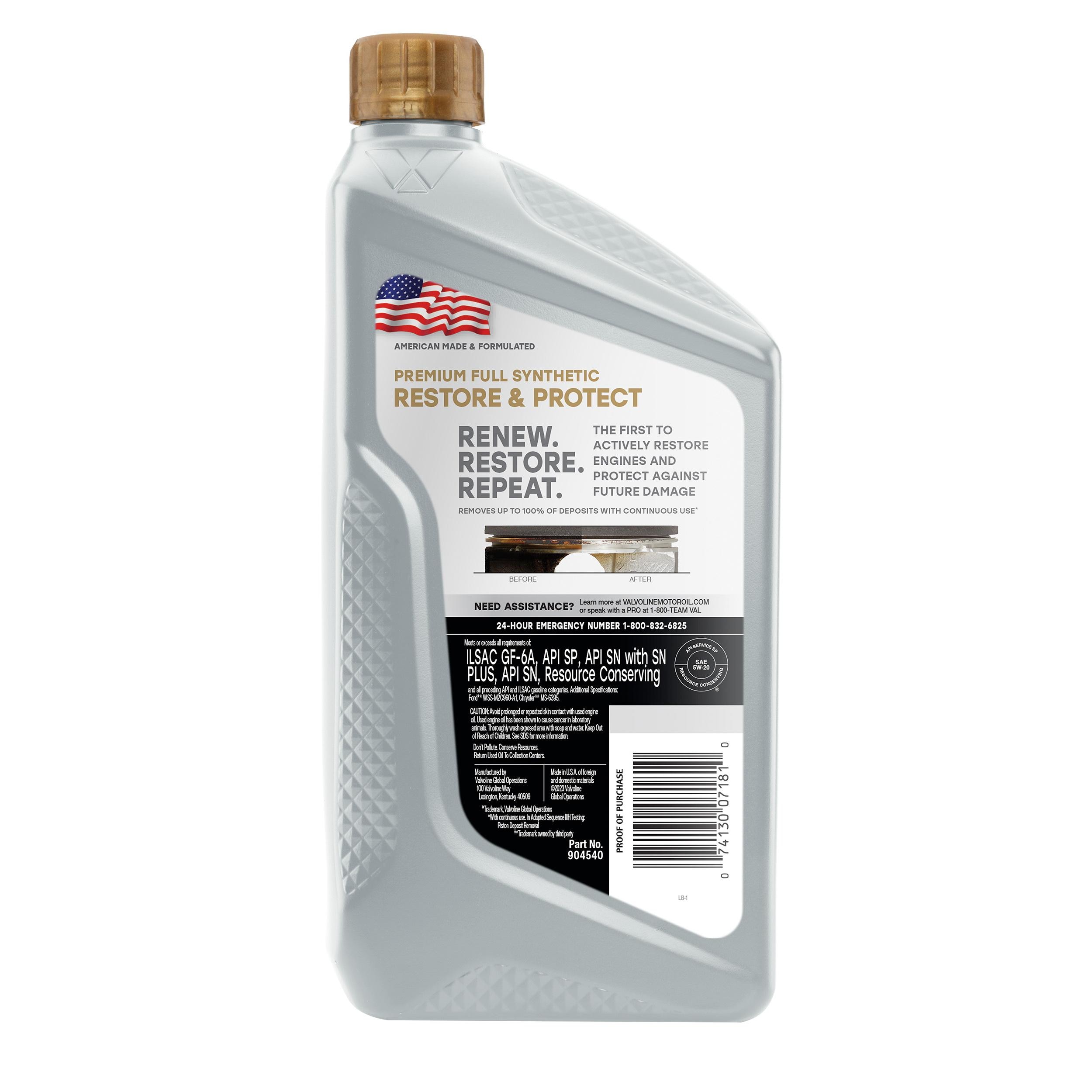 Valvoline Restore and Protect Full Synthetic 5W-20 Motor Oil 1