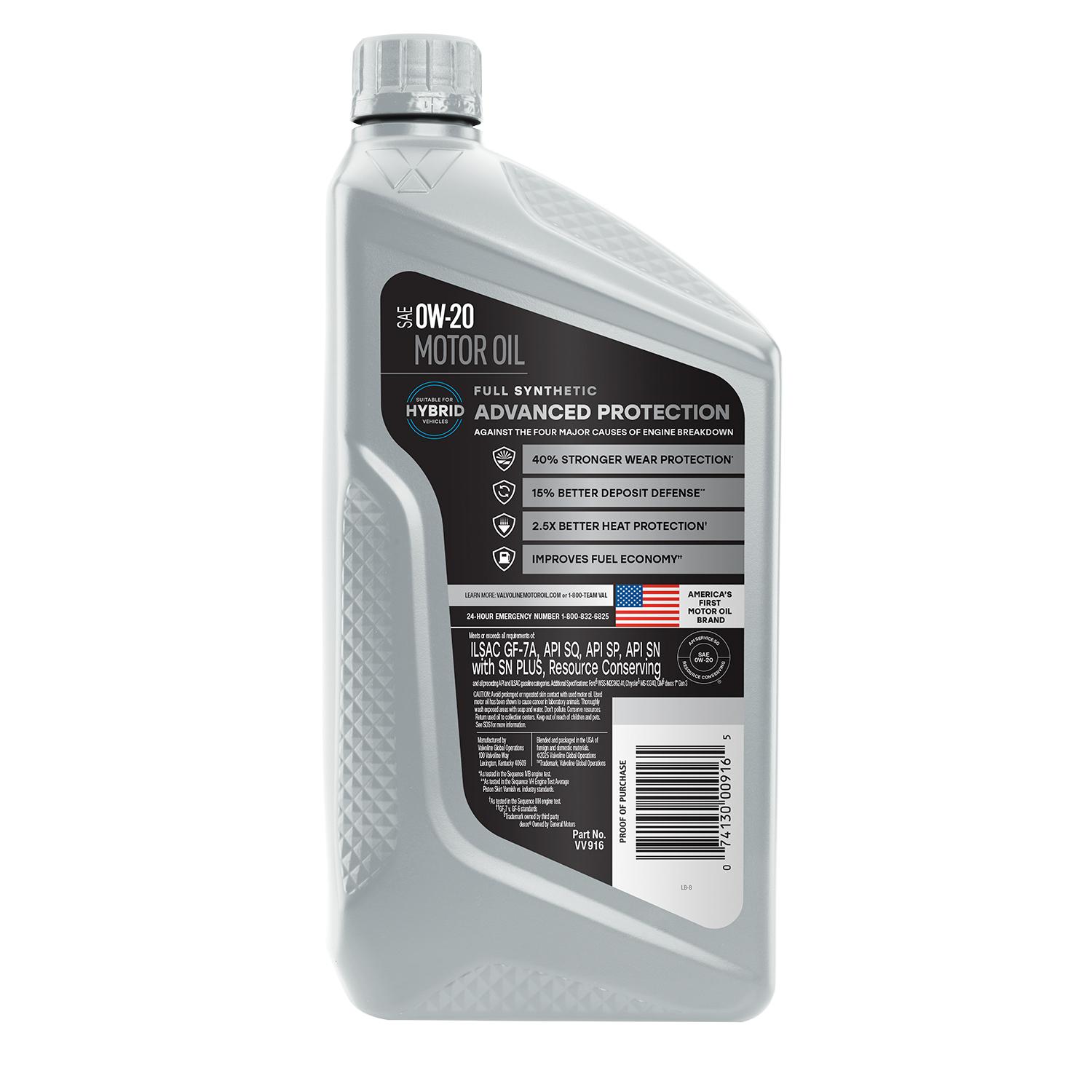 Valvoline Advanced Full Synthetic 0W-20 Motor Oil 1 Quart | AutoZone