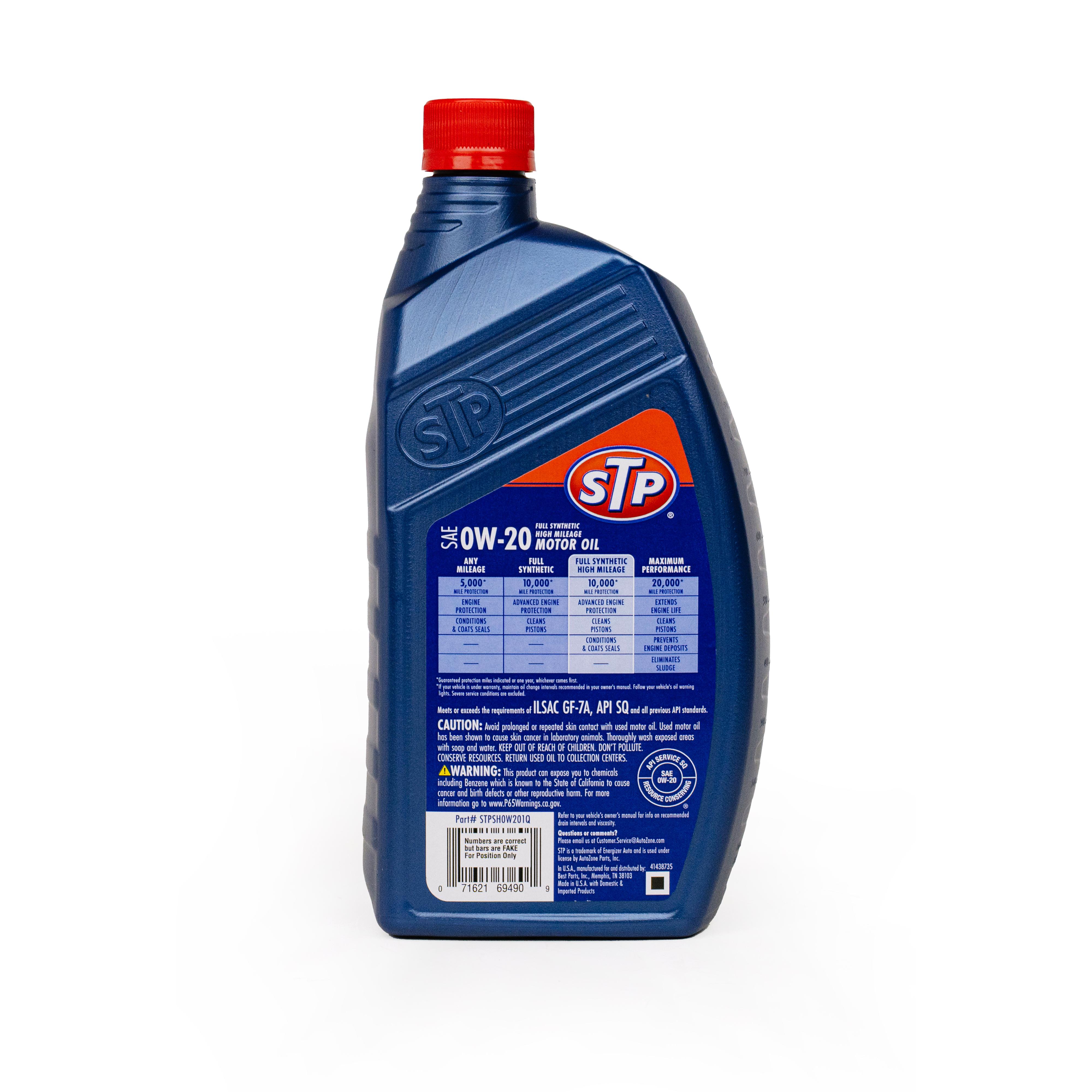 STP High Mileage Full Synthetic Engine Oil 0W-20 1 Quart | AutoZone