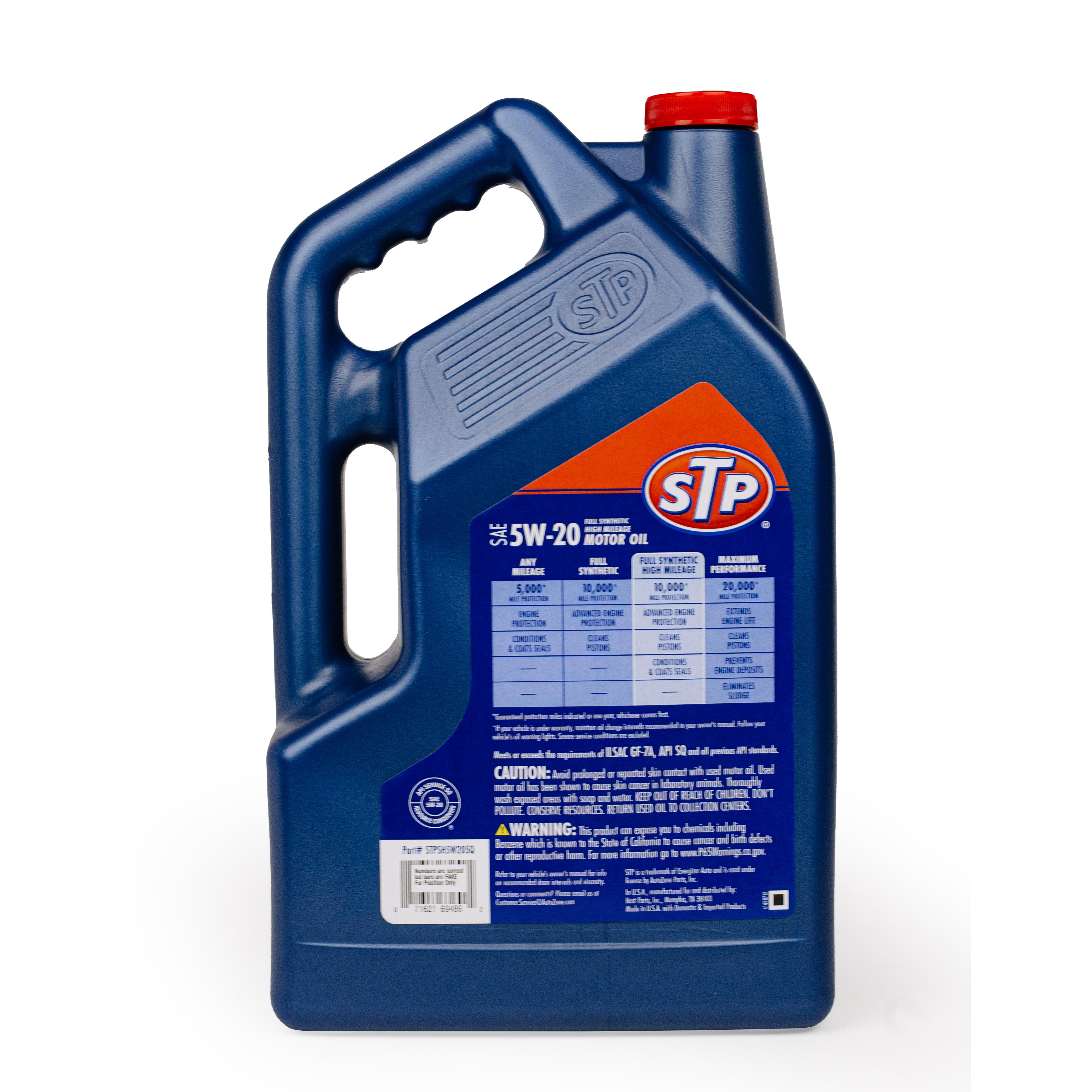 STP High Mileage Full Synthetic 5W-20 Motor Oil 5 Quart | AutoZone