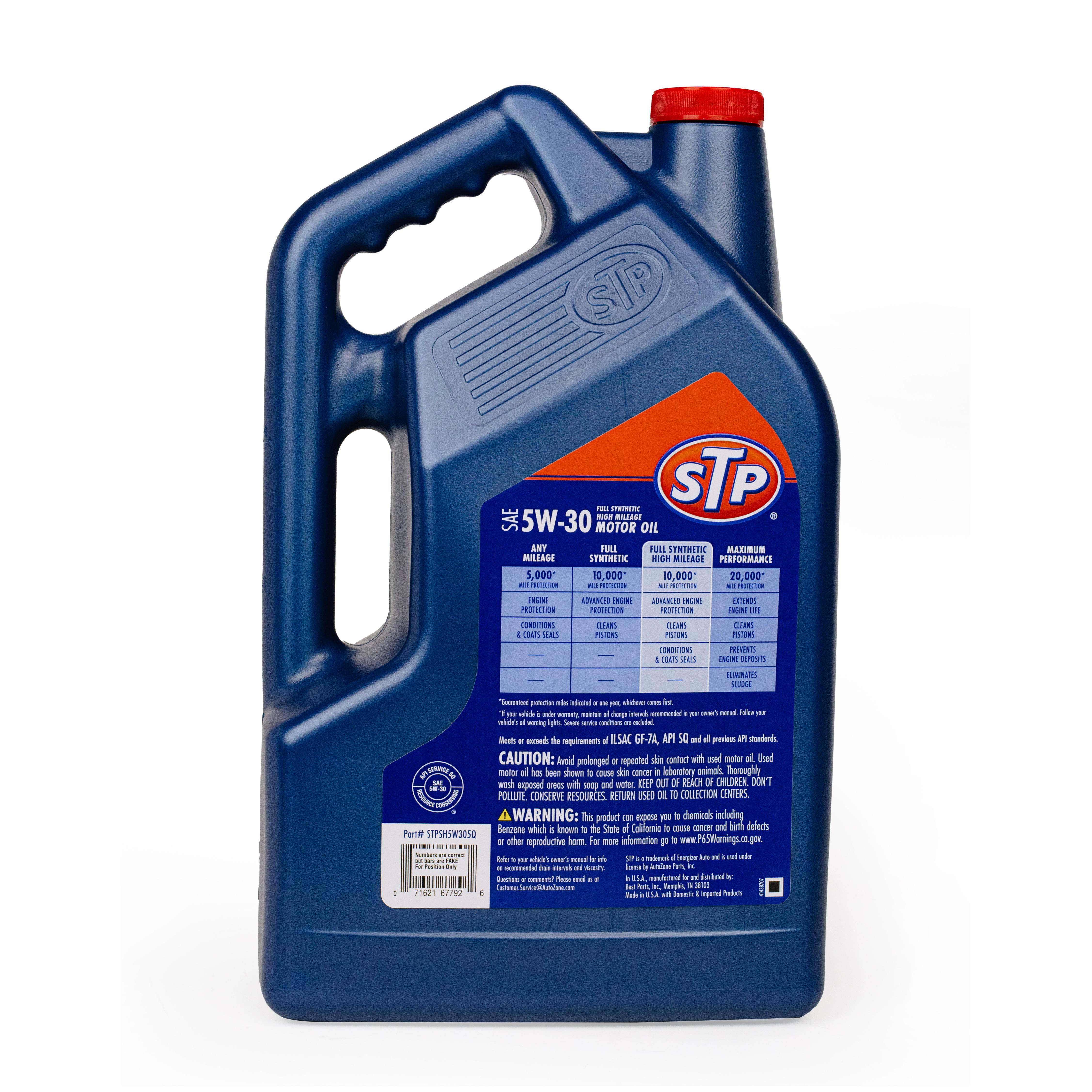 STP High Mileage Full Synthetic 5W-30 Motor Oil 5 Quart