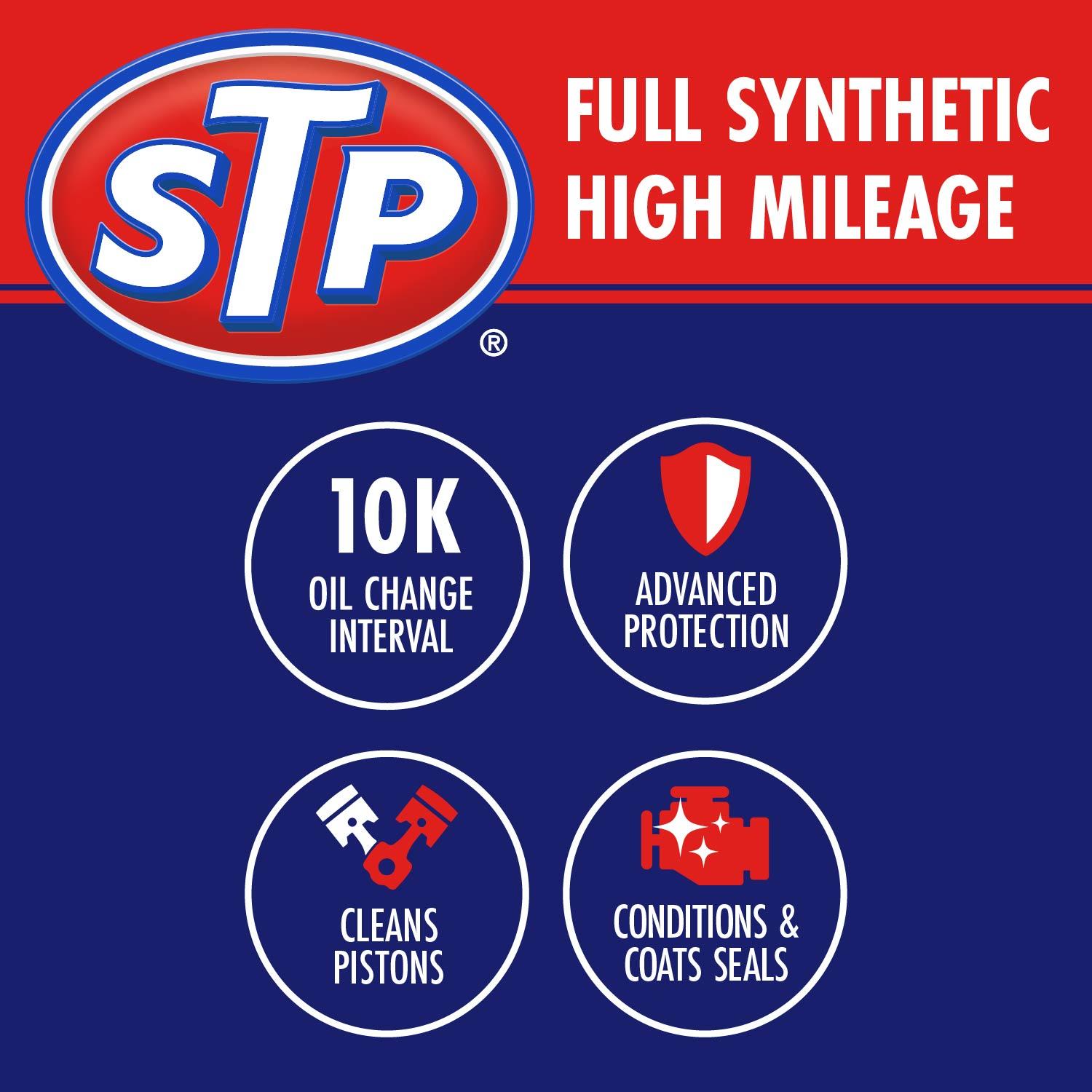 STP High Mileage Full Synthetic 5W-30 Motor Oil 5 Quart