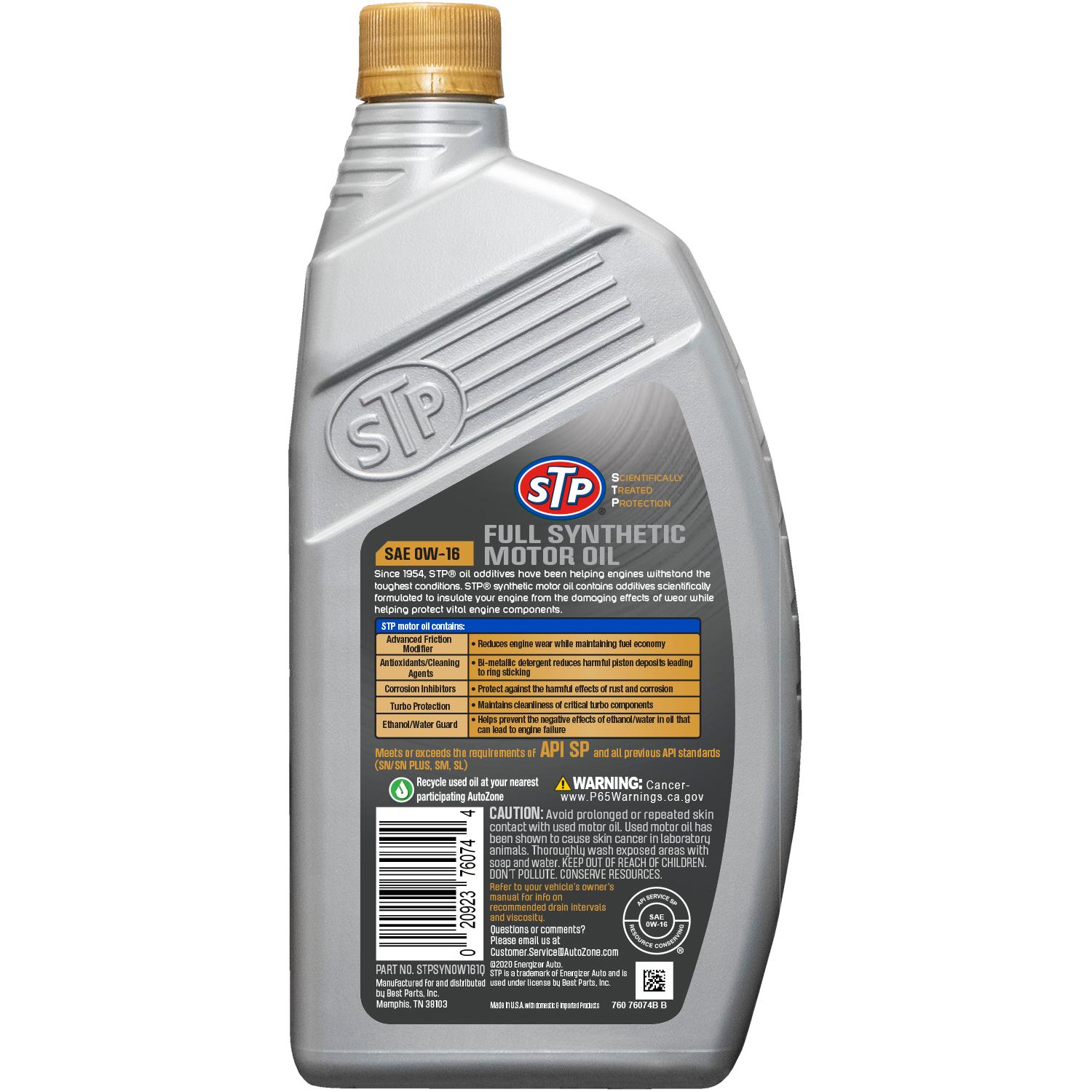 STP Full Synthetic 0W-16 Motor Oil 1 Quart | AutoZone