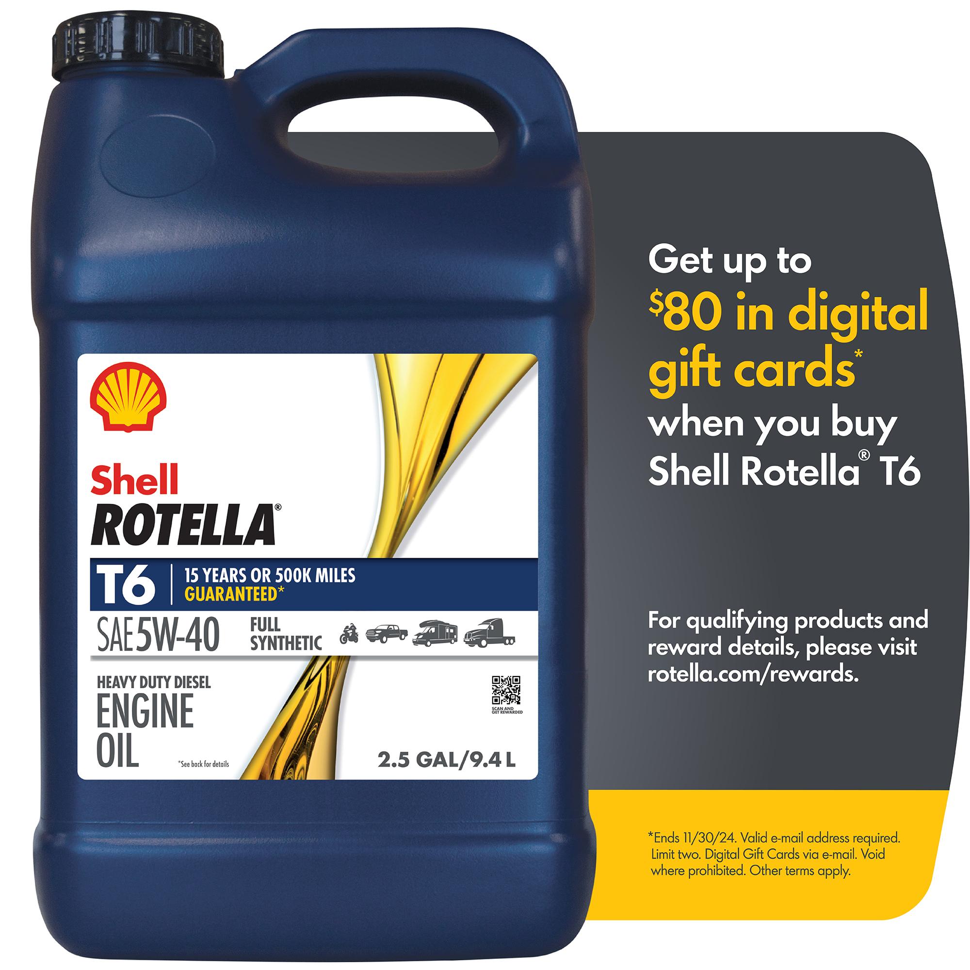 Shell ROTELLA T6 Diesel Engine Full Synthetic 5W-40 Motor Oil 2.5