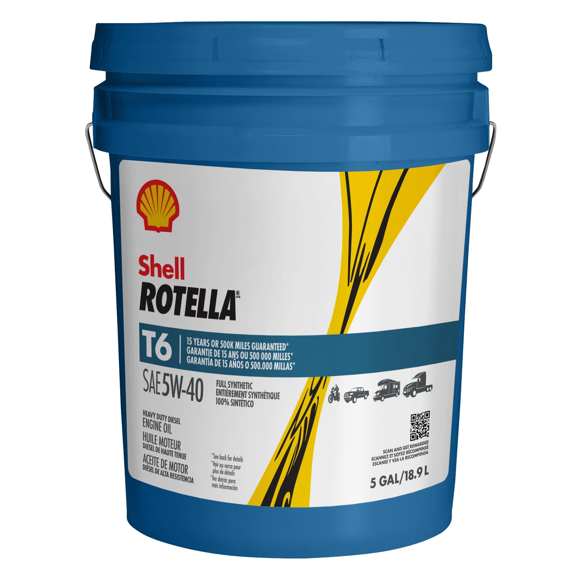 Shell ROTELLA T6 Diesel Engine Full Synthetic 5W-40 Motor Oil 5