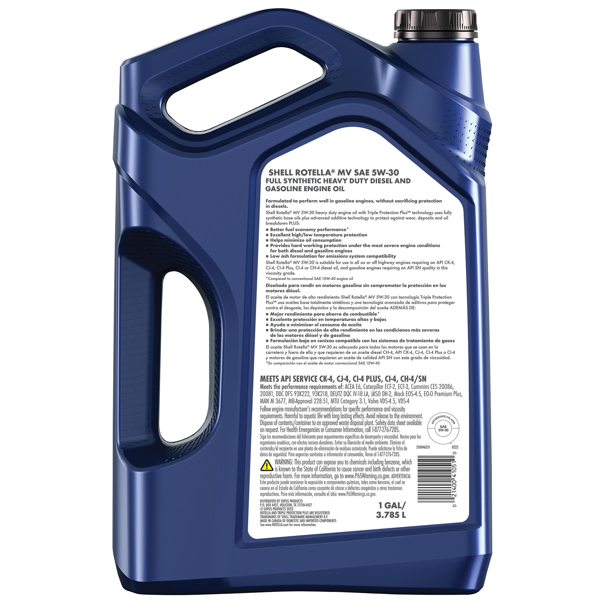 Shell ROTELLA T6 Diesel Engine Full Synthetic 5W-30 Motor Oil 1