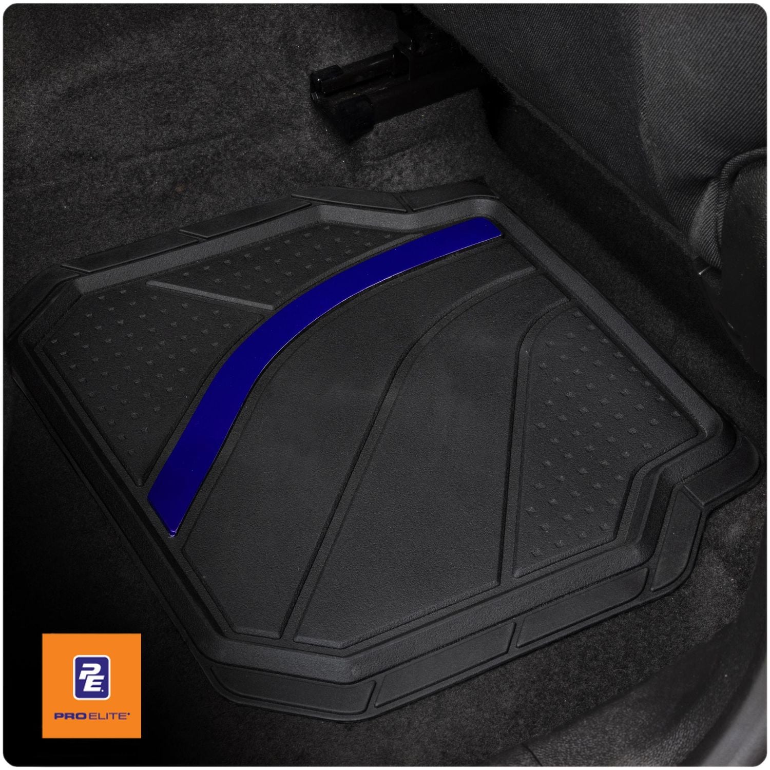 ProElite Black with Blue Stripe Plain Universal Floor Mat Set 82127AUI