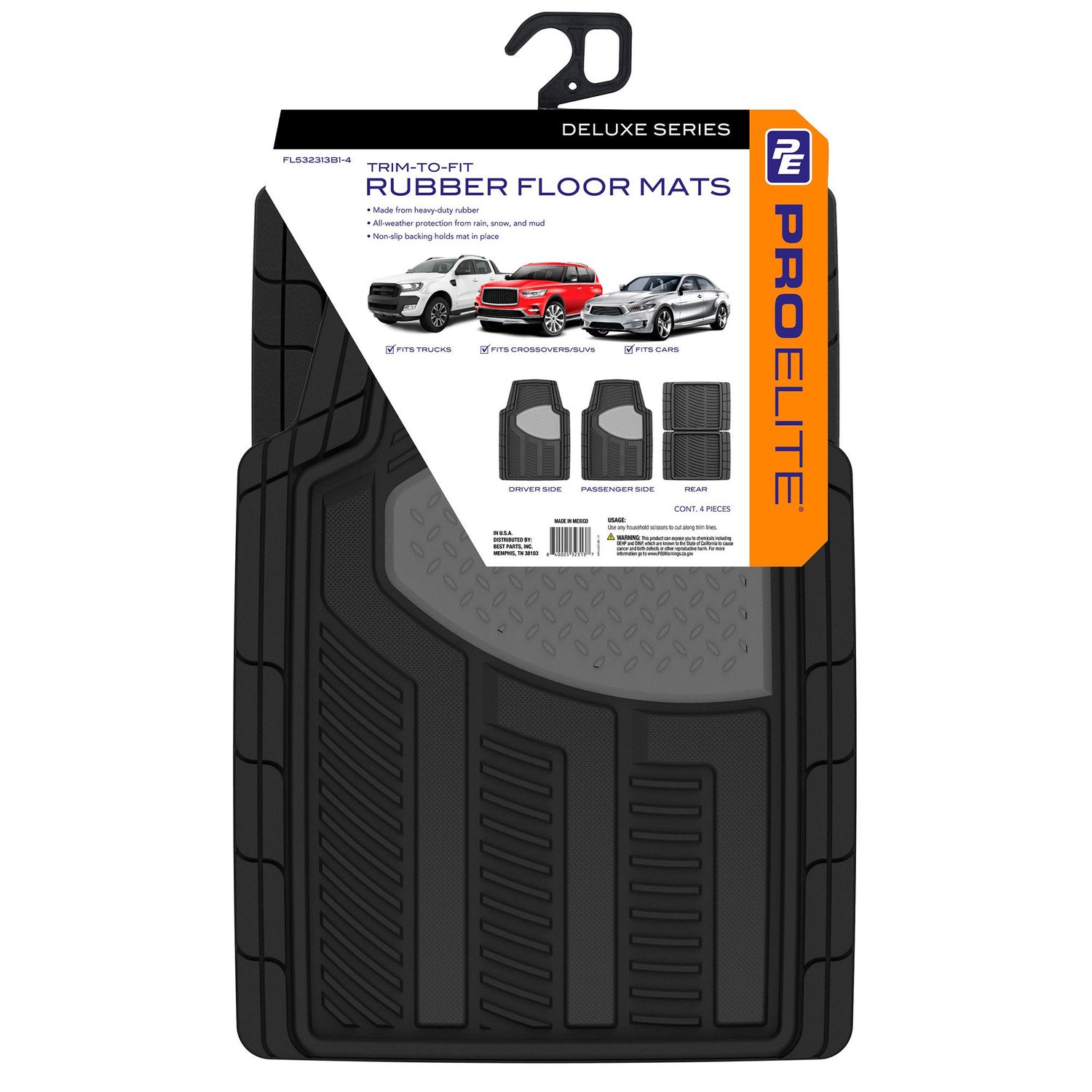 ProElite Black Universal Floor Mat Set FL532313B1-4 | AutoZone