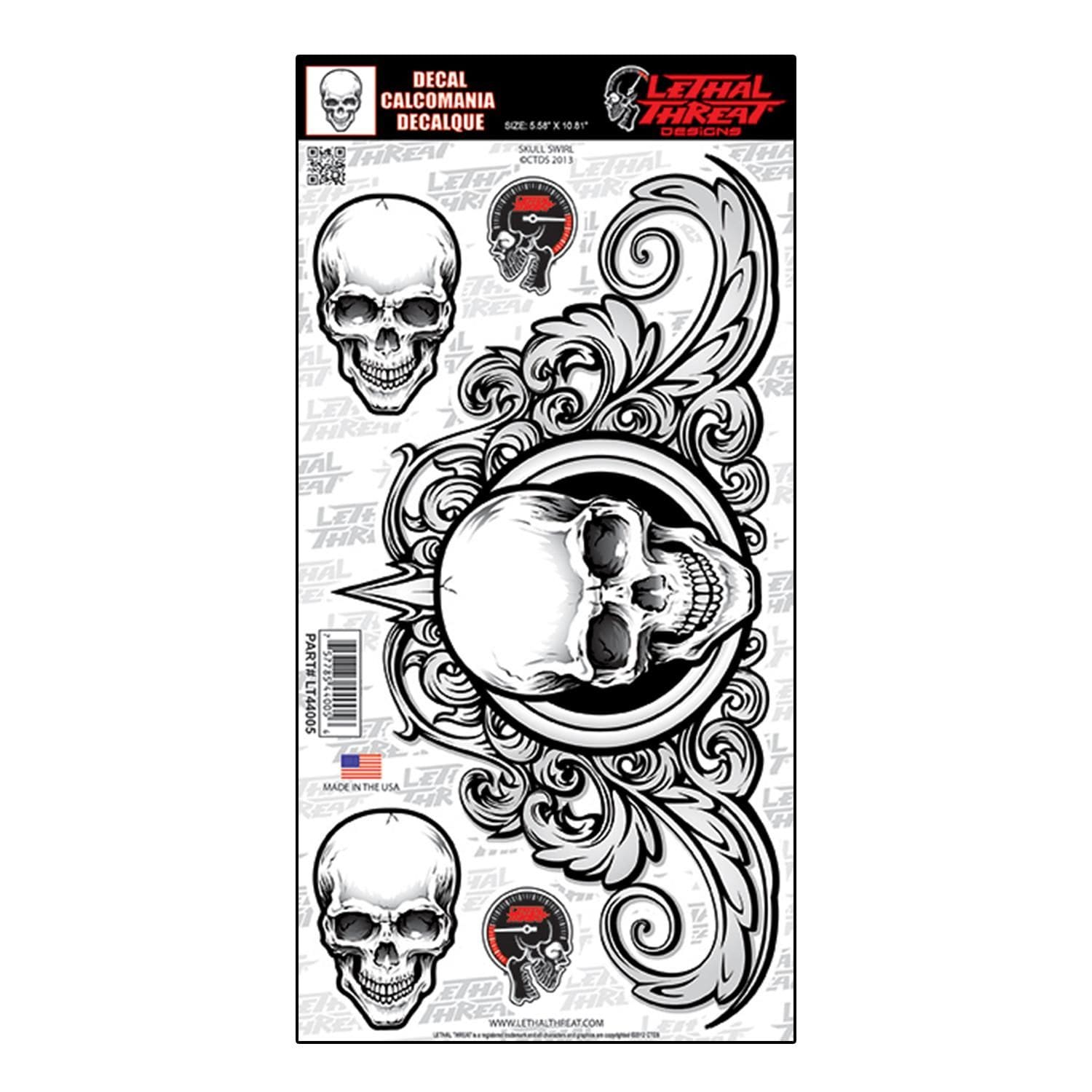 Lethal Threat 6in X 12in Swirl Skulls Decal | AutoZone