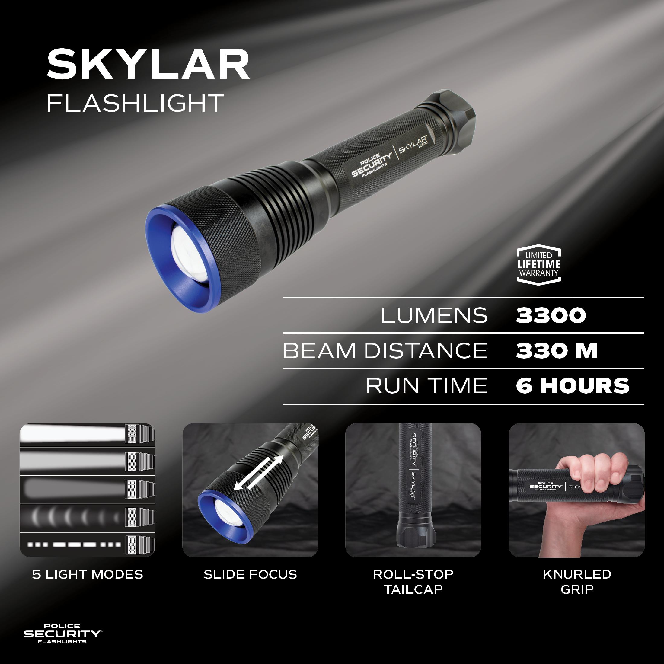 Police Security Skylar 3300 Lumen LED Flashlight | AutoZone