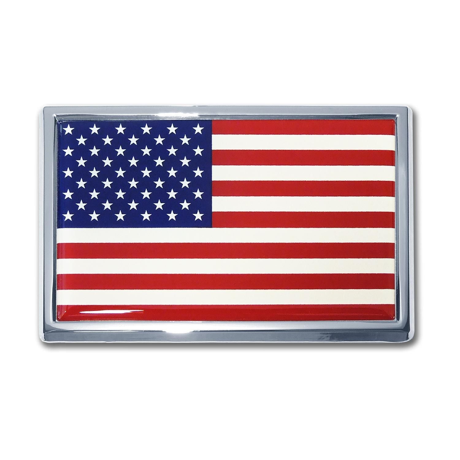 Elektroplate Chrome All Metal USA Flag Emblem with Color Domed