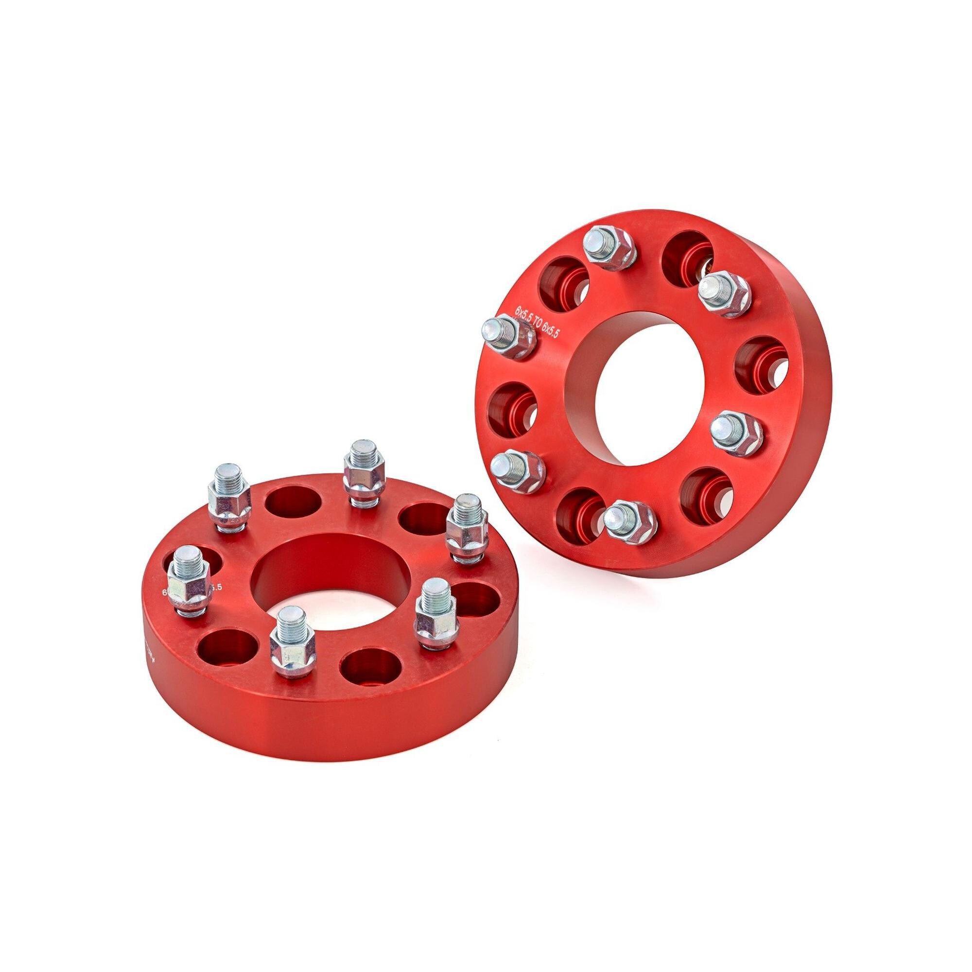 Rough Country 2" Wheel Spacers 8x6.5 Bolt Pattern Red For RAM 2500/3500 4WD