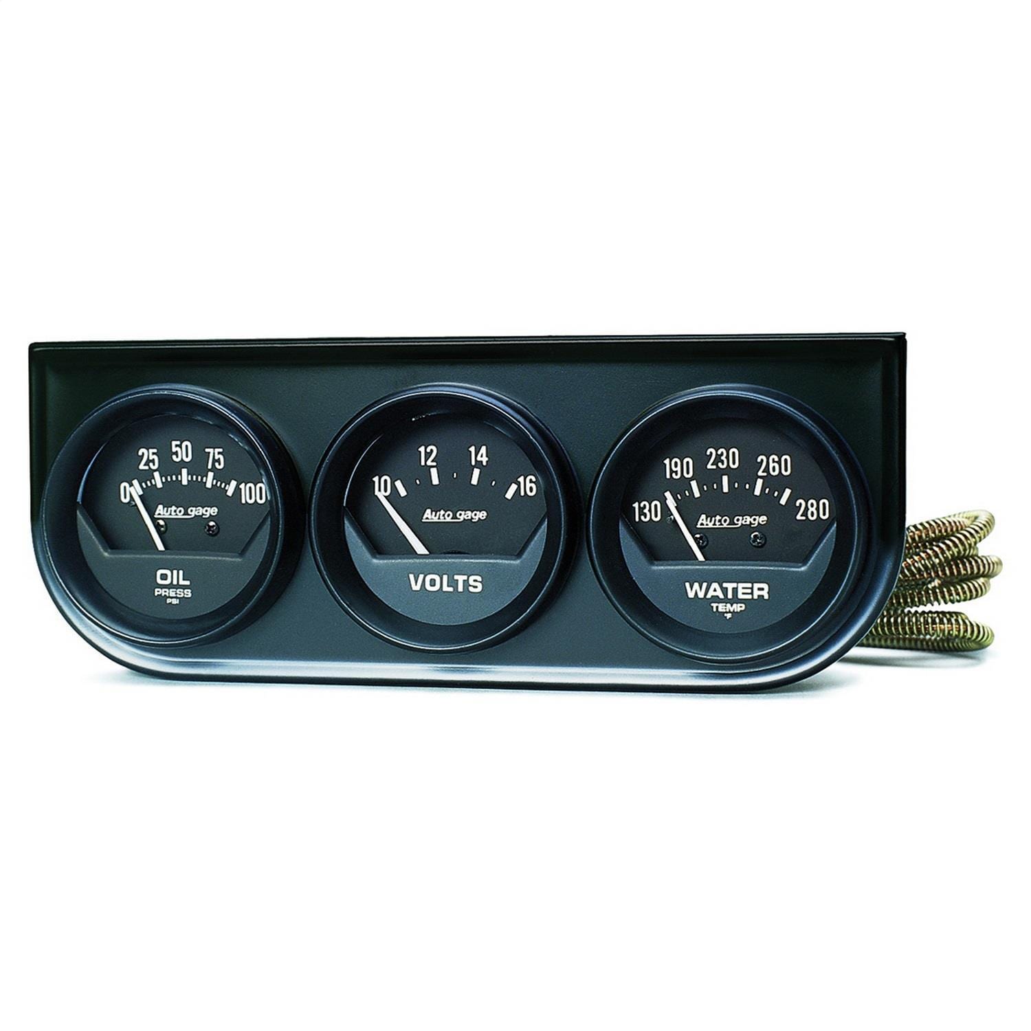AutoMeter Auto gage 2in Black Oil Pressure, Voltage, and Water