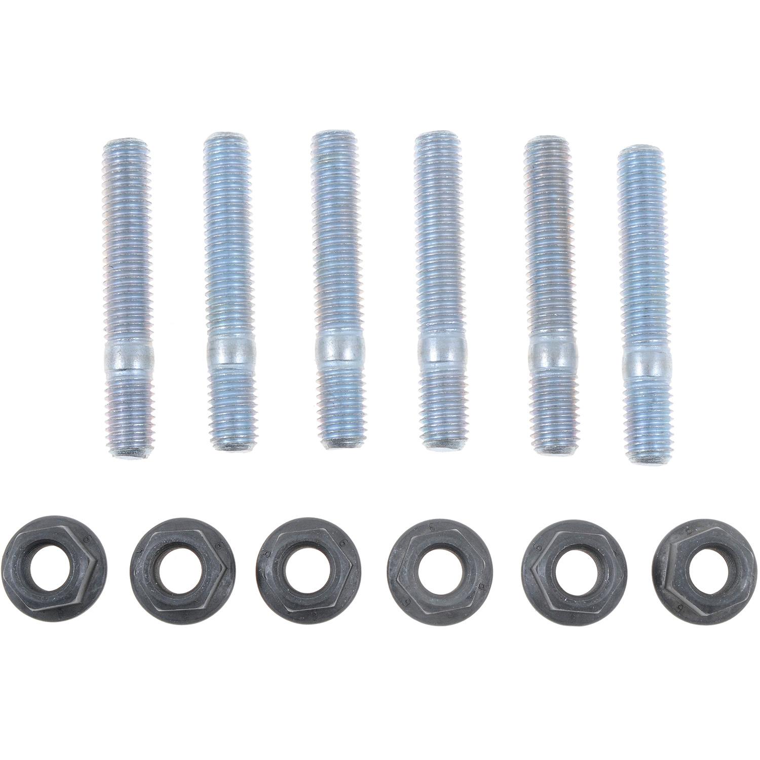 thumbnail image 2 of AP Exhaust 8pc 3/8" X 3 1/2" SAE Exhaust Manifold Studs + 8 Flanged Self-Locking Nuts 2 of 6