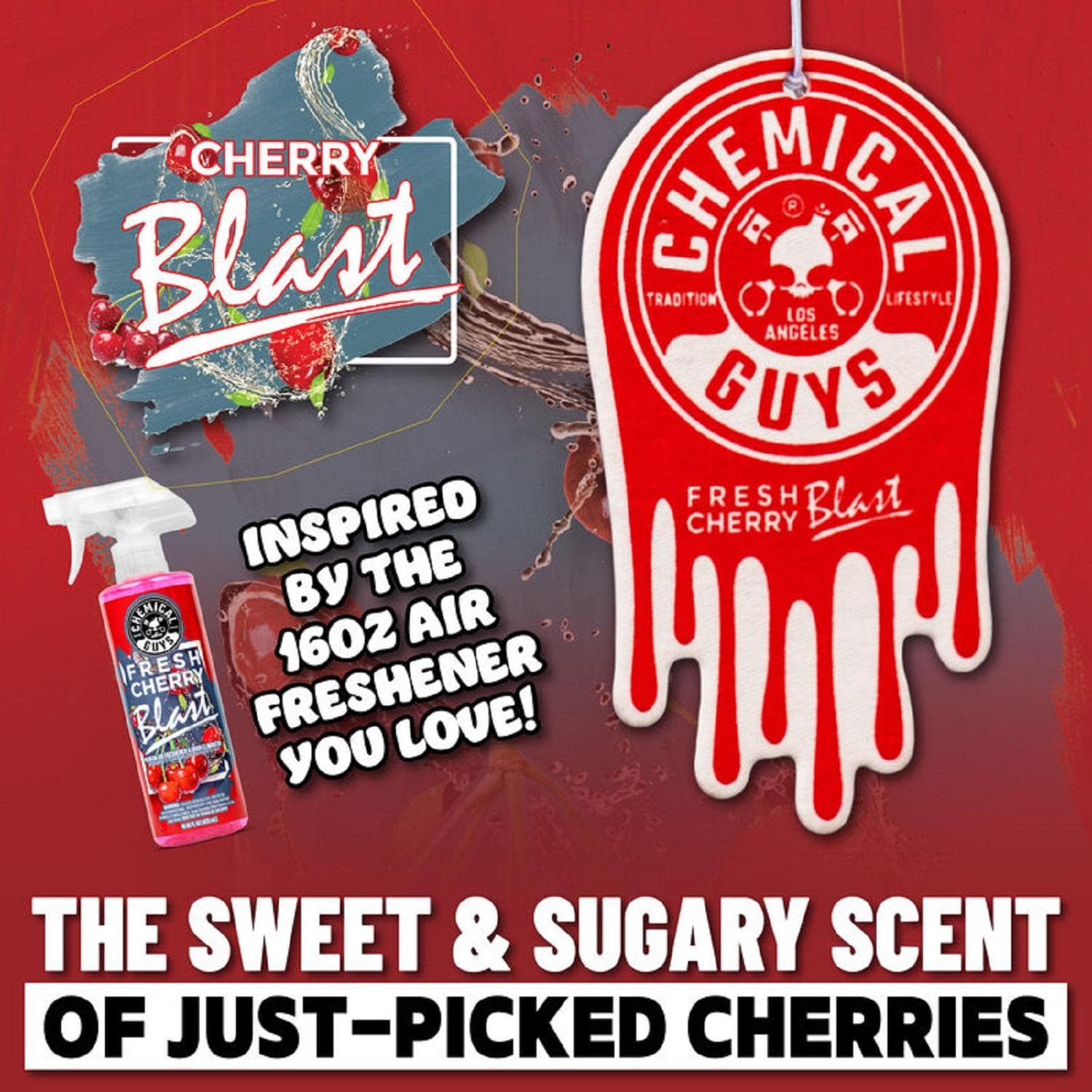 Chemical Guys Cherry Blast Scent Hanging Air Freshener 3 Pack