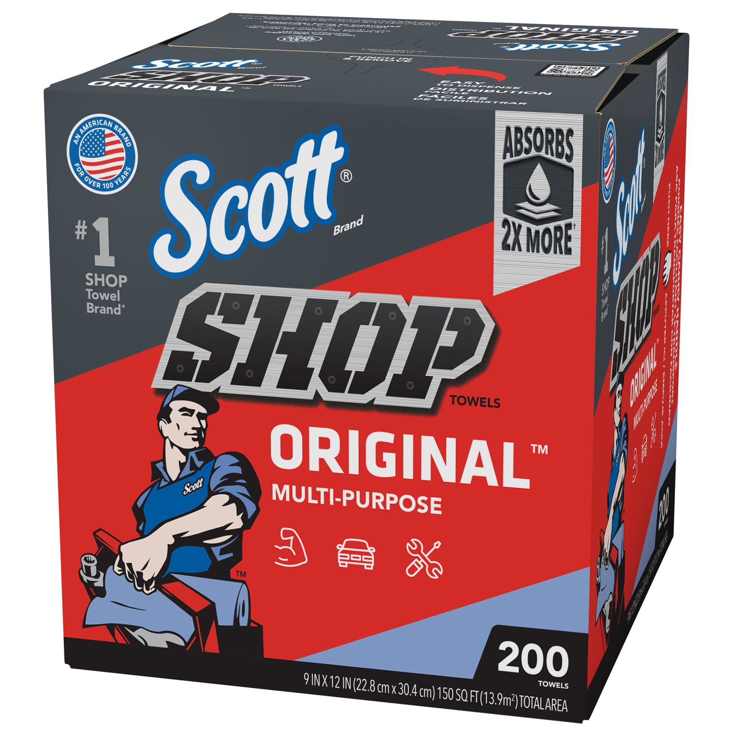 Scott Original Shop Towel Pop-Up Box 200 Ct.