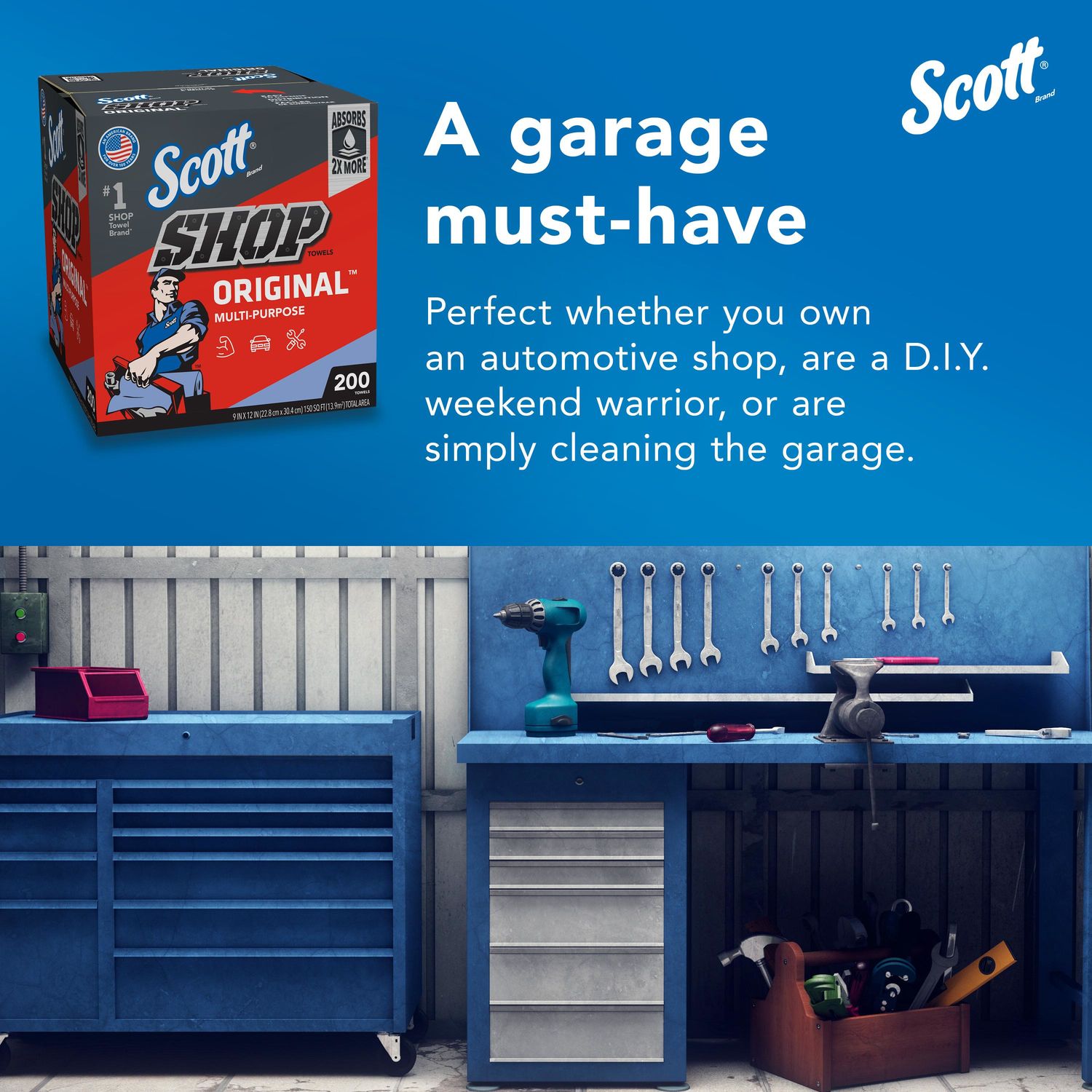 Scott Original Shop Towel Pop-Up Box 200 Ct. | AutoZone