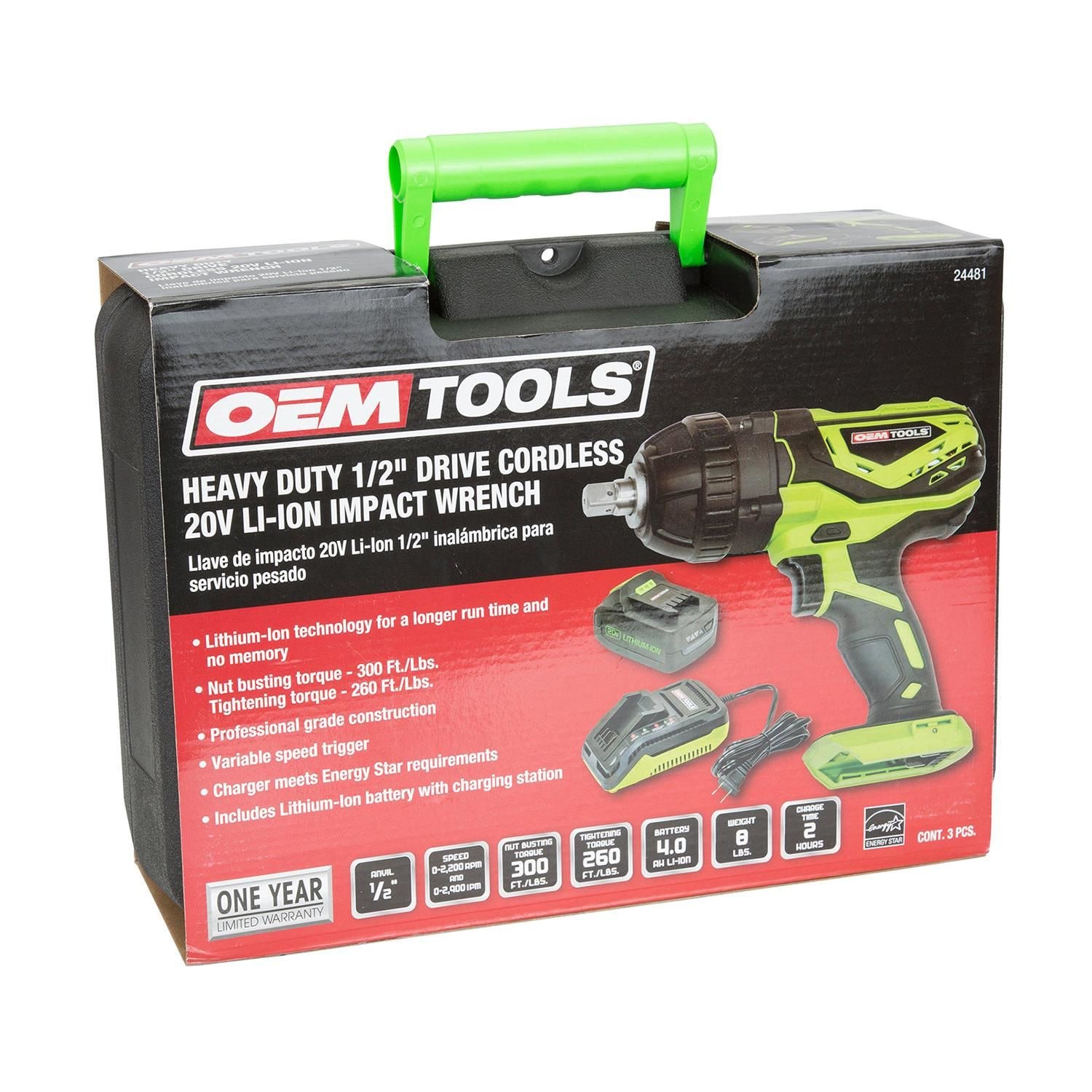 Avvitatore A Impulsi Pesante Oemtools 1/2″ – Motore 8.5 Amp, 120V, Testa In Alluminio, Impugnatura In Gomma