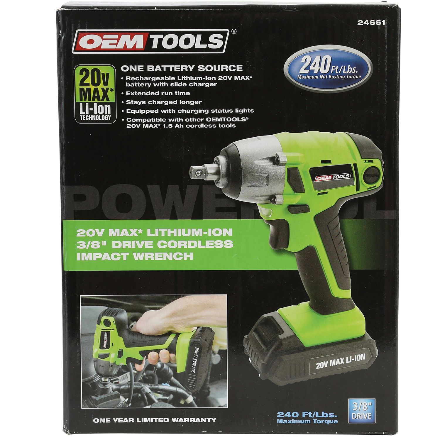 OEMTOOLS 3/8in Drive 20 Volt Lithium Ion Cordless Impact Wrench